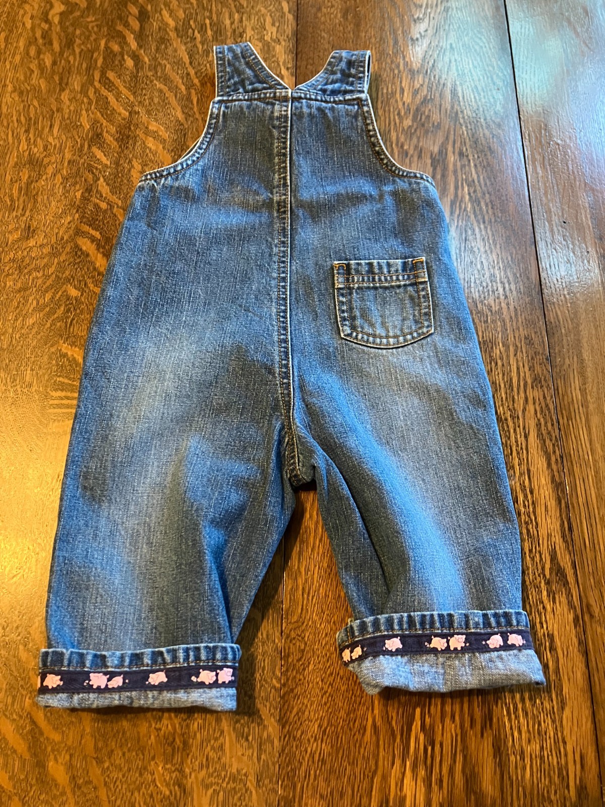 Vtg Gymboree 03 Animal Crackers Pig piggy piggie 12-18 denim overalls pocket pal