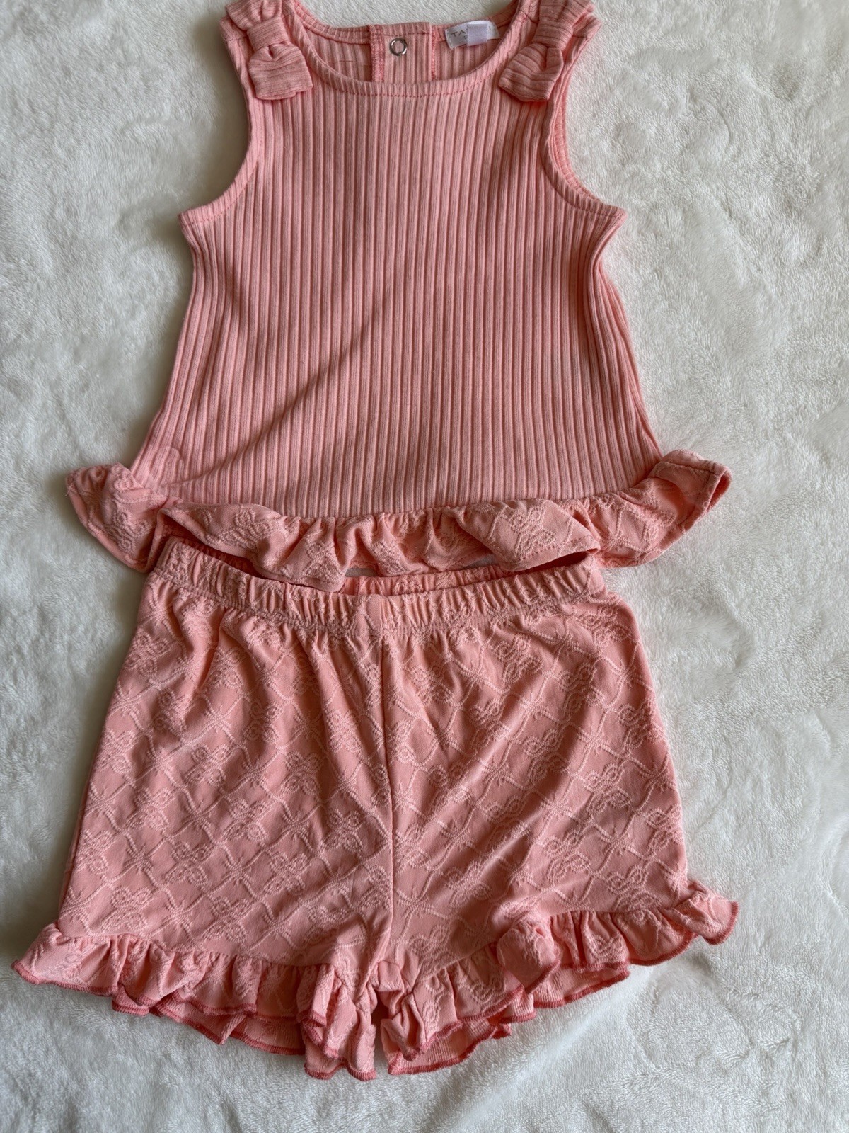 Tahari Baby Girls 12M 4-Piece Floral Shorts Set Pink Dress Tank Top Shorts