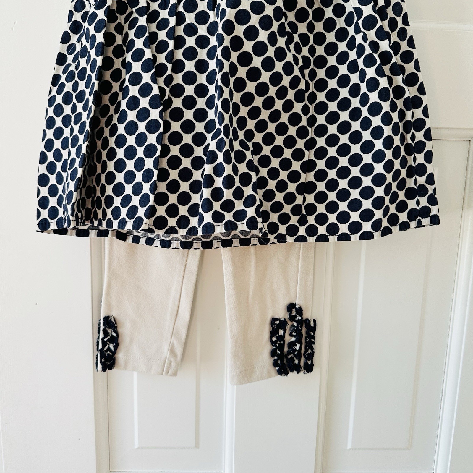 Savannah Navy & Cream Polka Dot Blouse w Matching Leggings Sz 24M