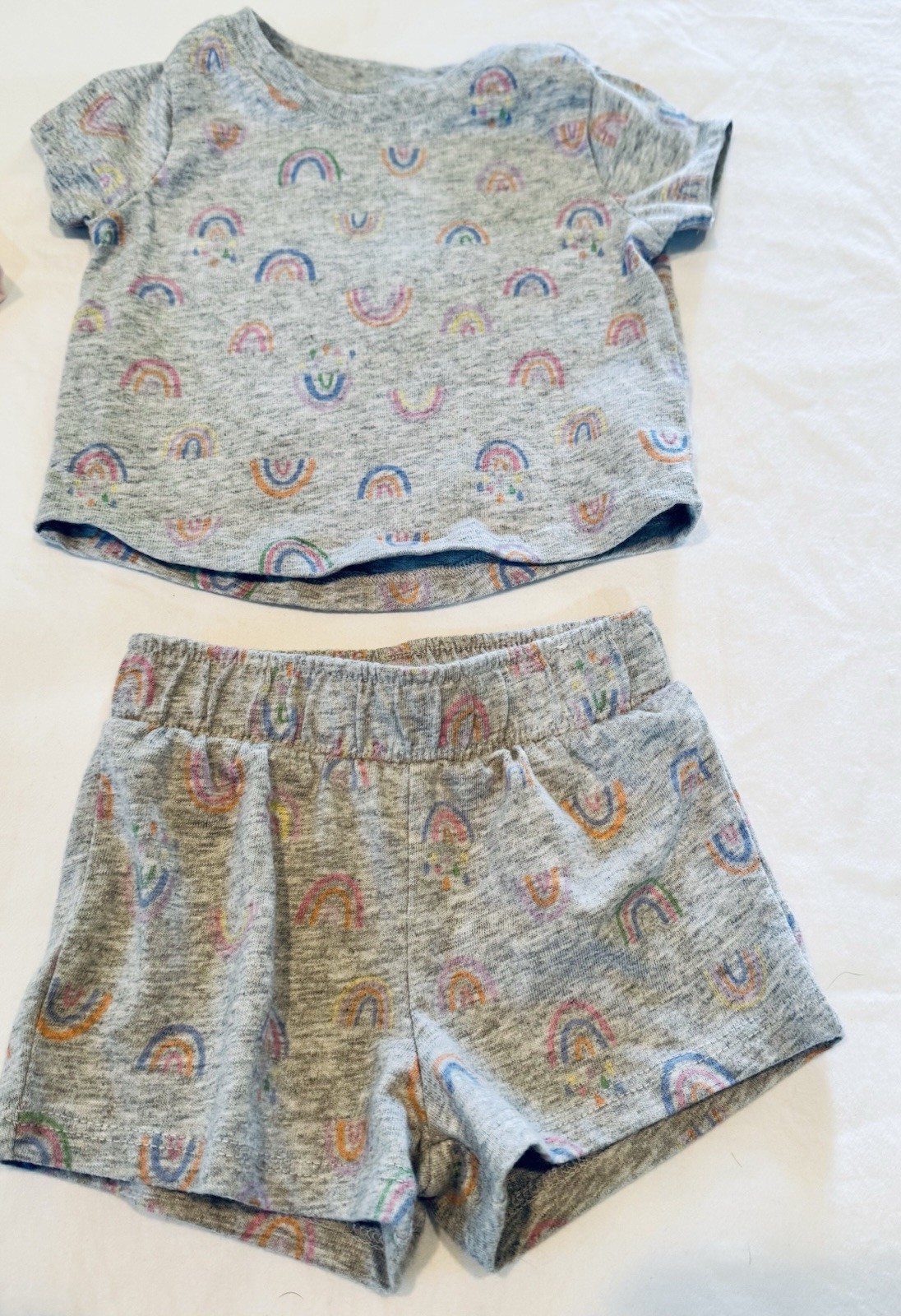 Garanimals 3-6 Months Pink Floral Gray Rainbow Shorts Sets