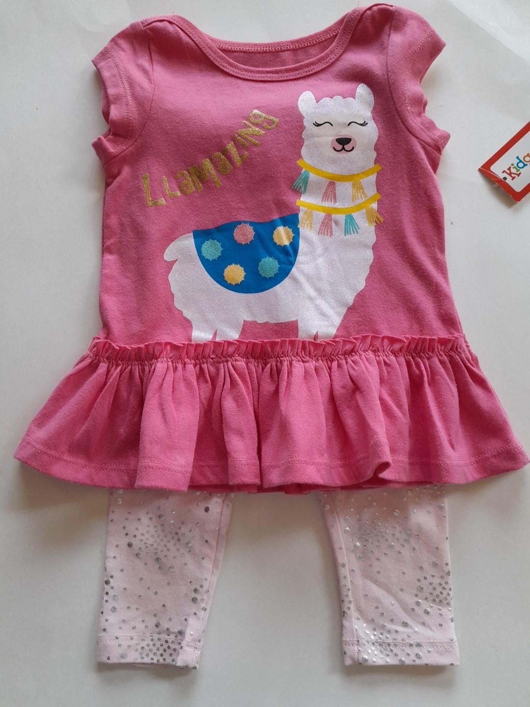 Kidgets Baby Girls 12M Multicolor Tee & Pants Set w/ Ruffle Hem NEW NW