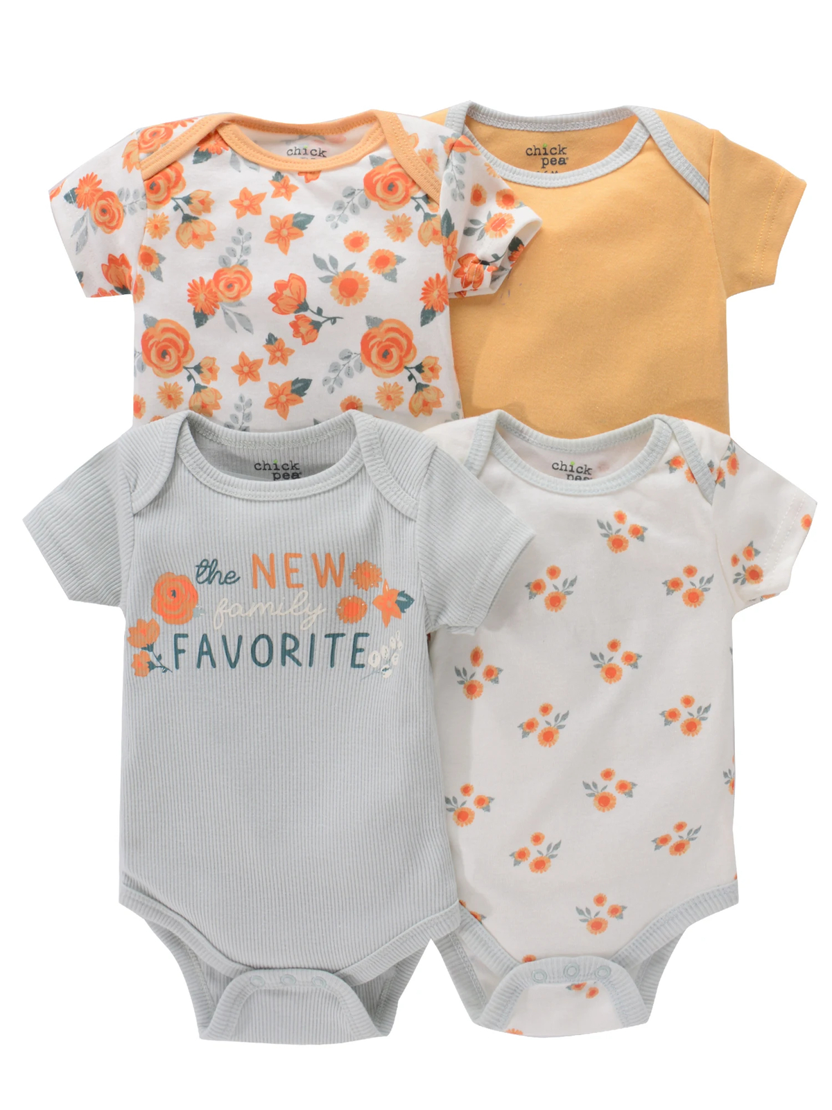 4PCS Newborn Infant Romper Short Sleeve Round Neck Animal Flowers Print