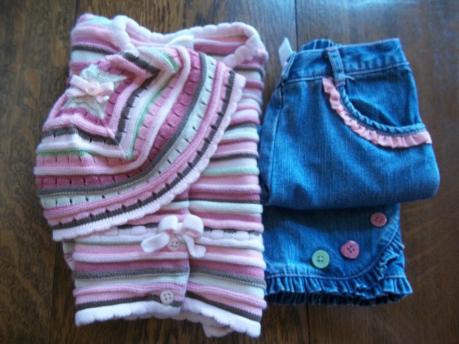 Gymboree ’05 Grown With Love chunky cardigan sweater hat jeans 6-12 12-18