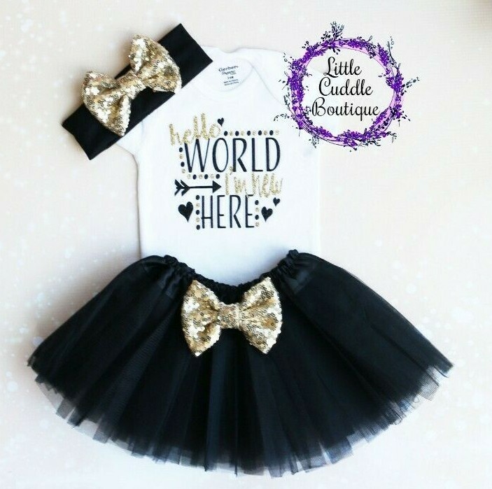Hello World I’m New Here Baby Tutu Outfit, Newborn Baby Outfit, Baby Shower