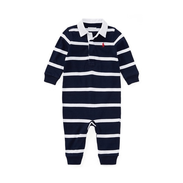 Ralph Lauren Striped Cotton Jersey Rugby Coverall Baby Boy