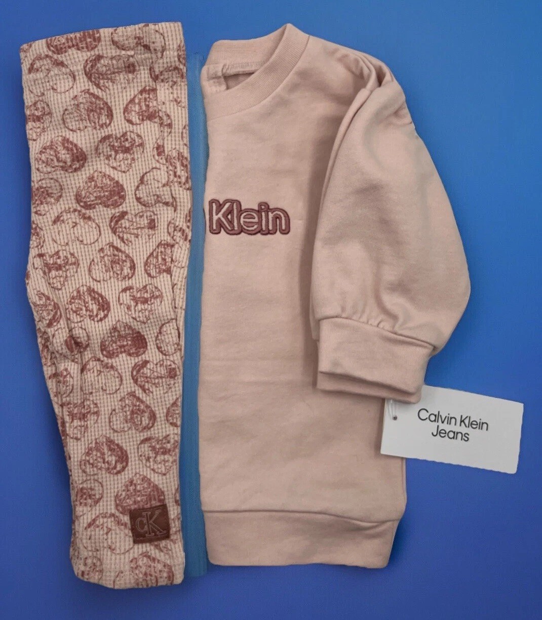 NWTCalvinKleinBabyGirlsFrenchTerryPuff SleeveTunic&WaffleKnitePrintleggings 3/6M