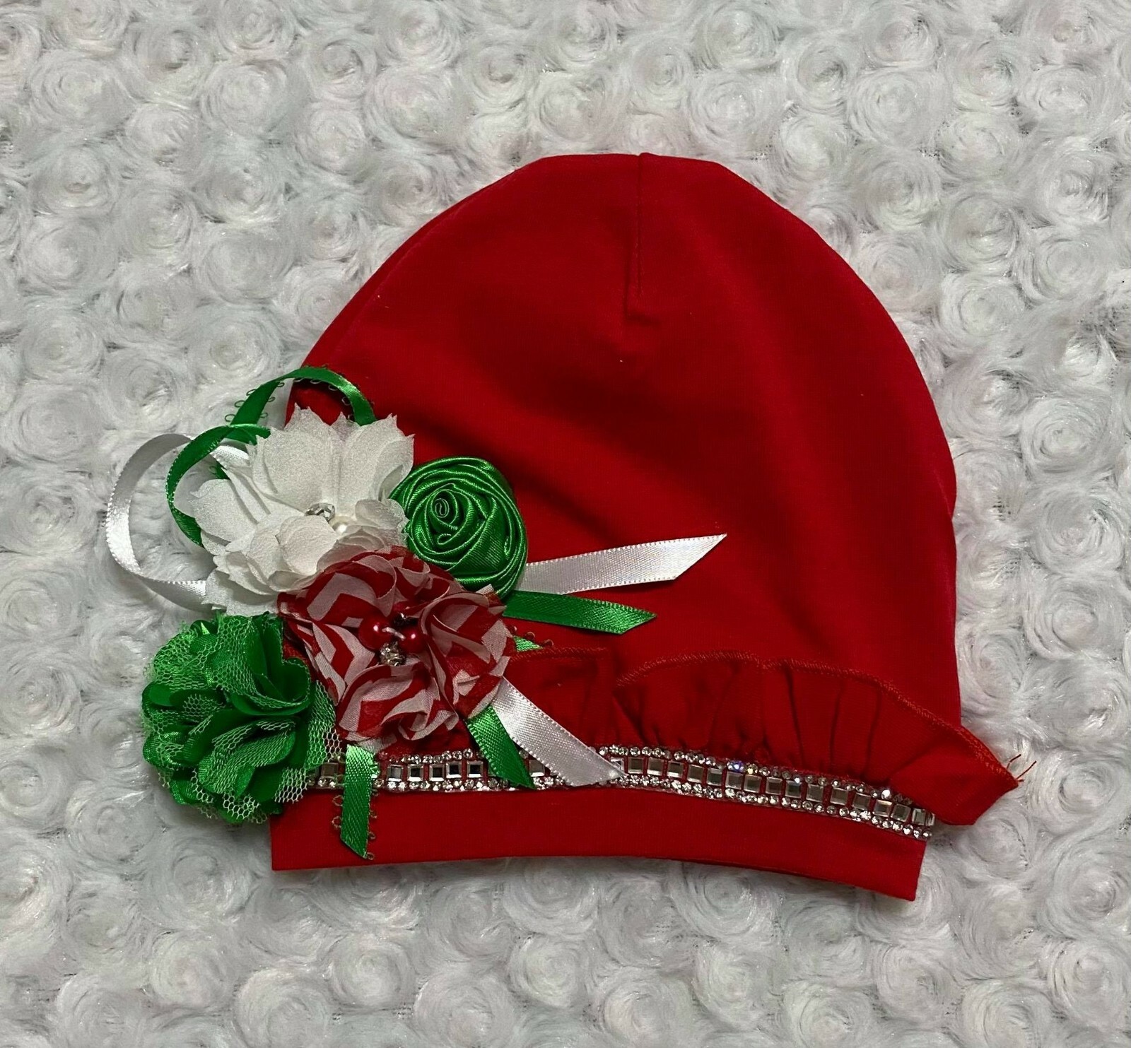 Red Rhinestone & Lace Christmas Take Me Home Gown and Hat Set