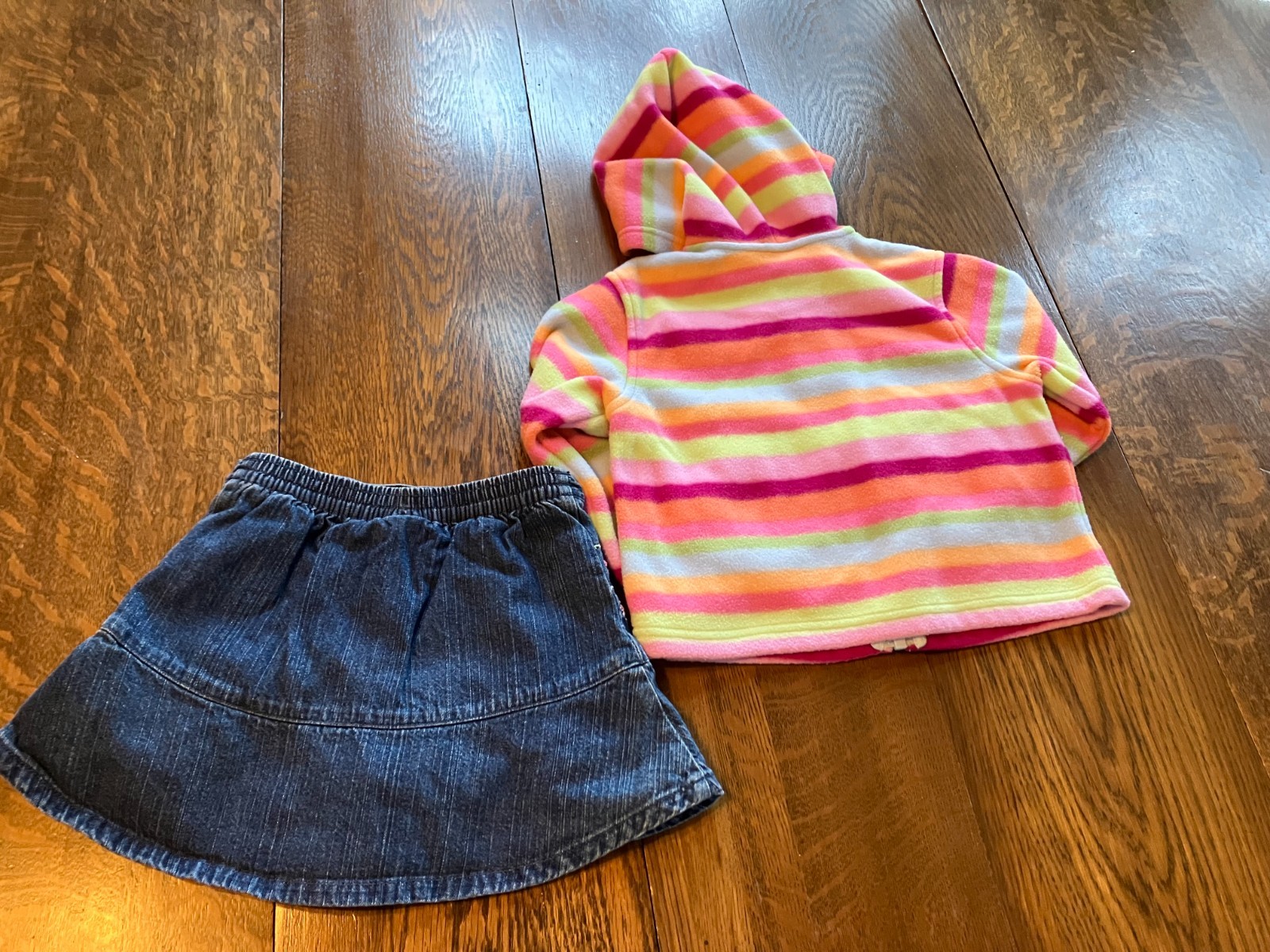 Vtg Gymboree Snow Blossom denim skort hooded full zip fleece jacket 4