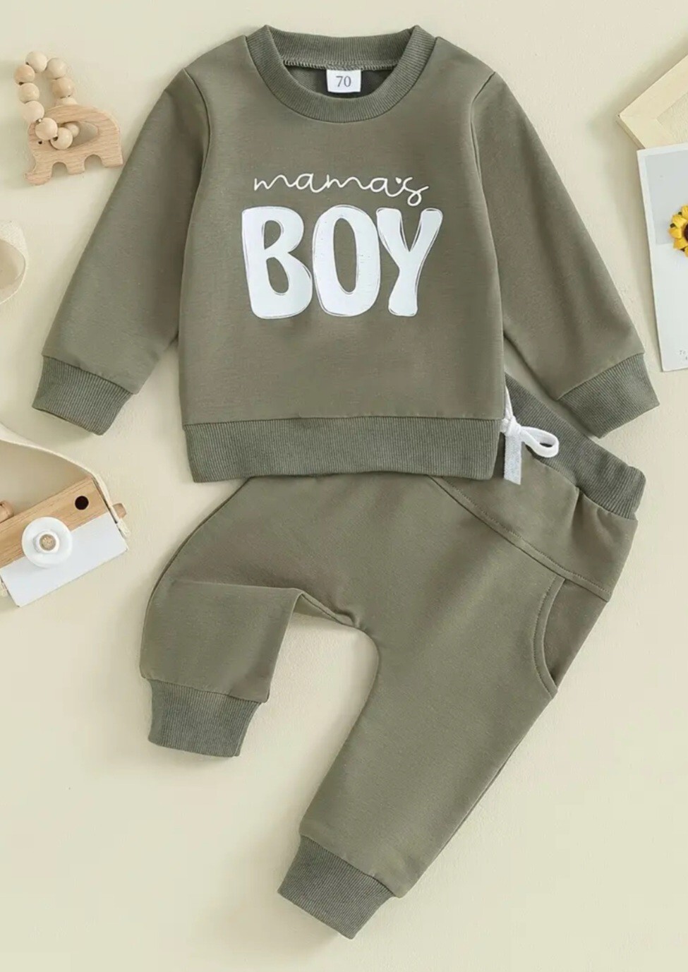 Baby Boys Khaki Green ‘Mamas Boy’ Tracksuit 18-24 Months
