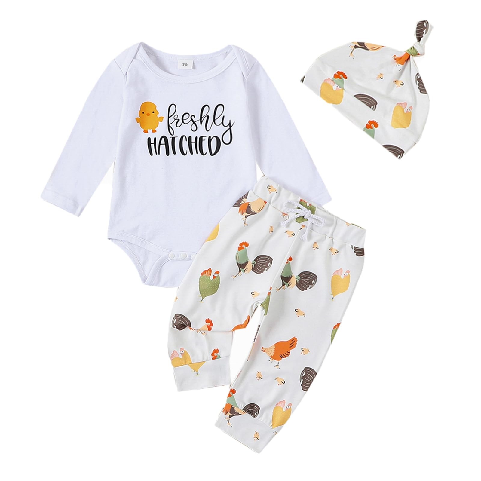 Baby Layette Set Infant Boy Farm Animals Bodysuit Clothes Letter Romper+Pants…