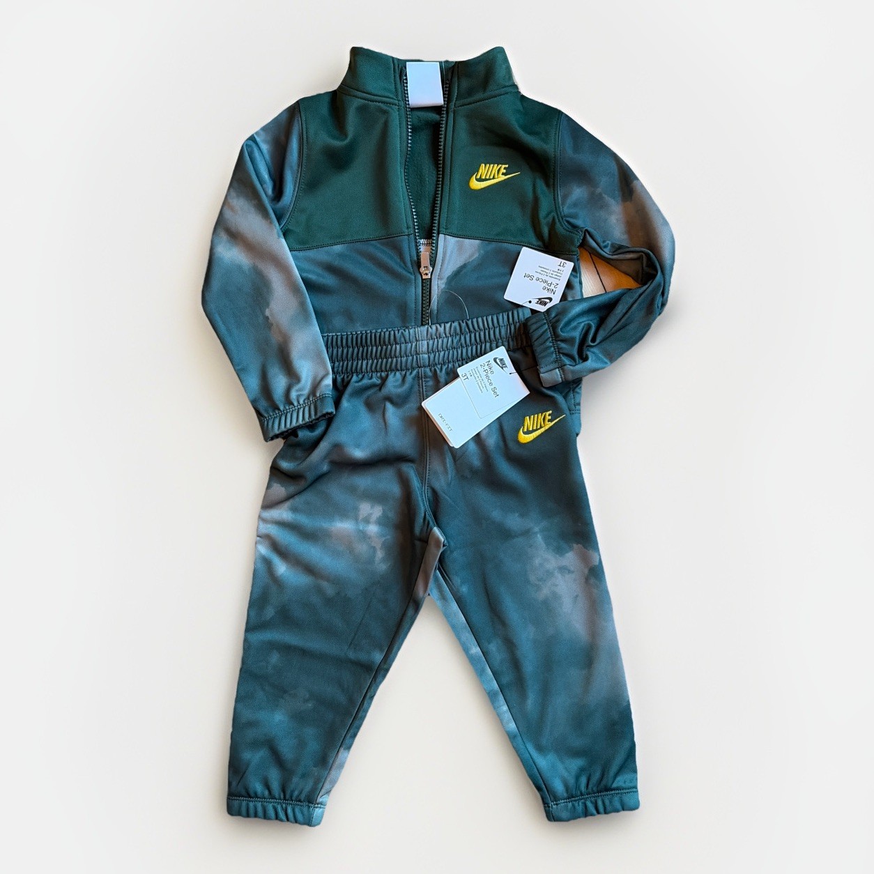 Nike Dri-FIT Toddler 2 Piece Tracksuit Set 3T Green Camo Zip Jacket NWT