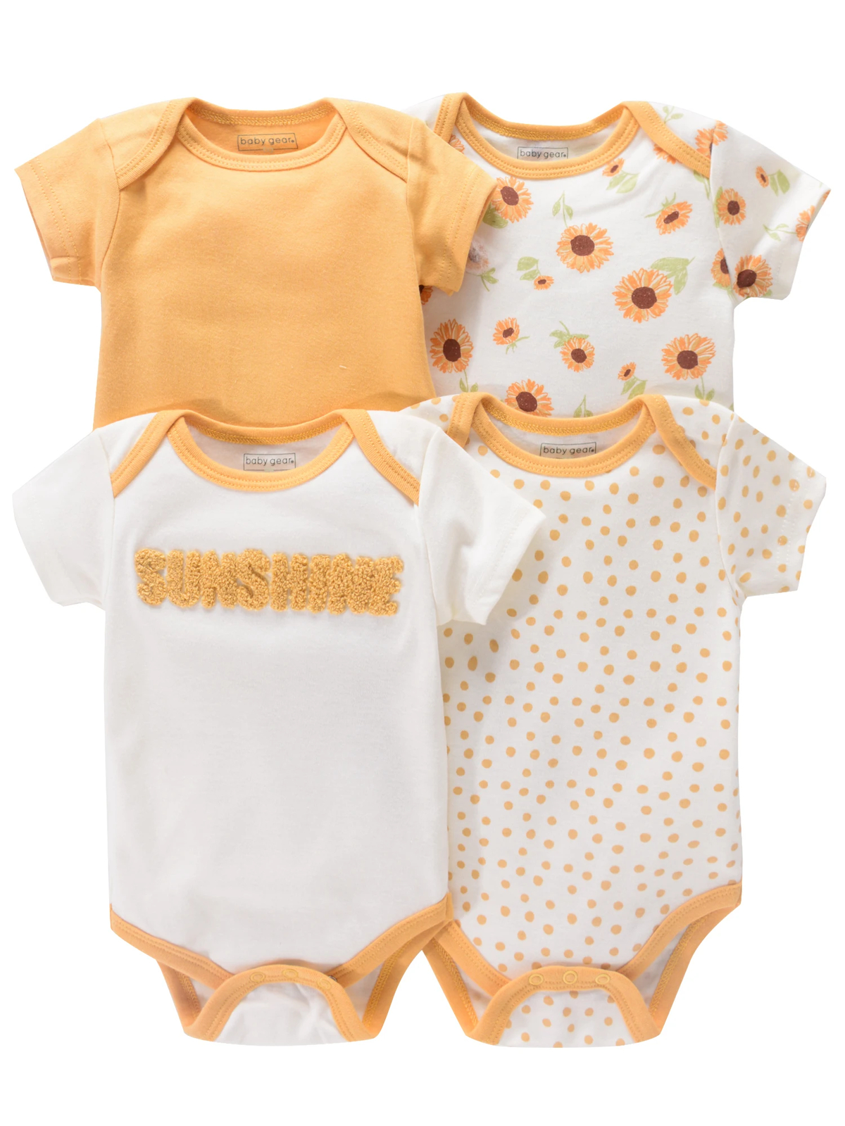 4PCS Newborn Infant Romper Short Sleeve Round Neck Animal Flowers Print
