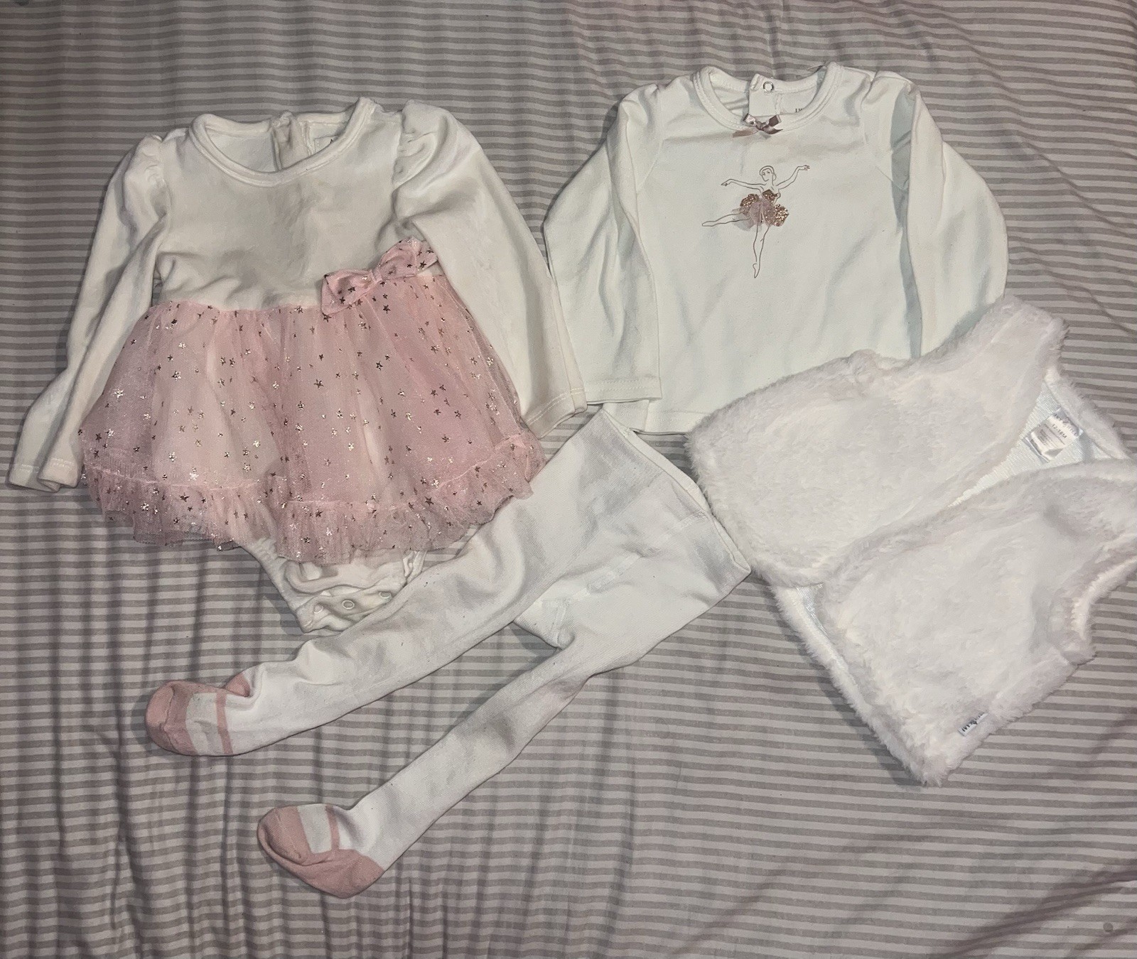 Ballerina Outfits Size 12-18 Months Pink and Beige 4 Pieces