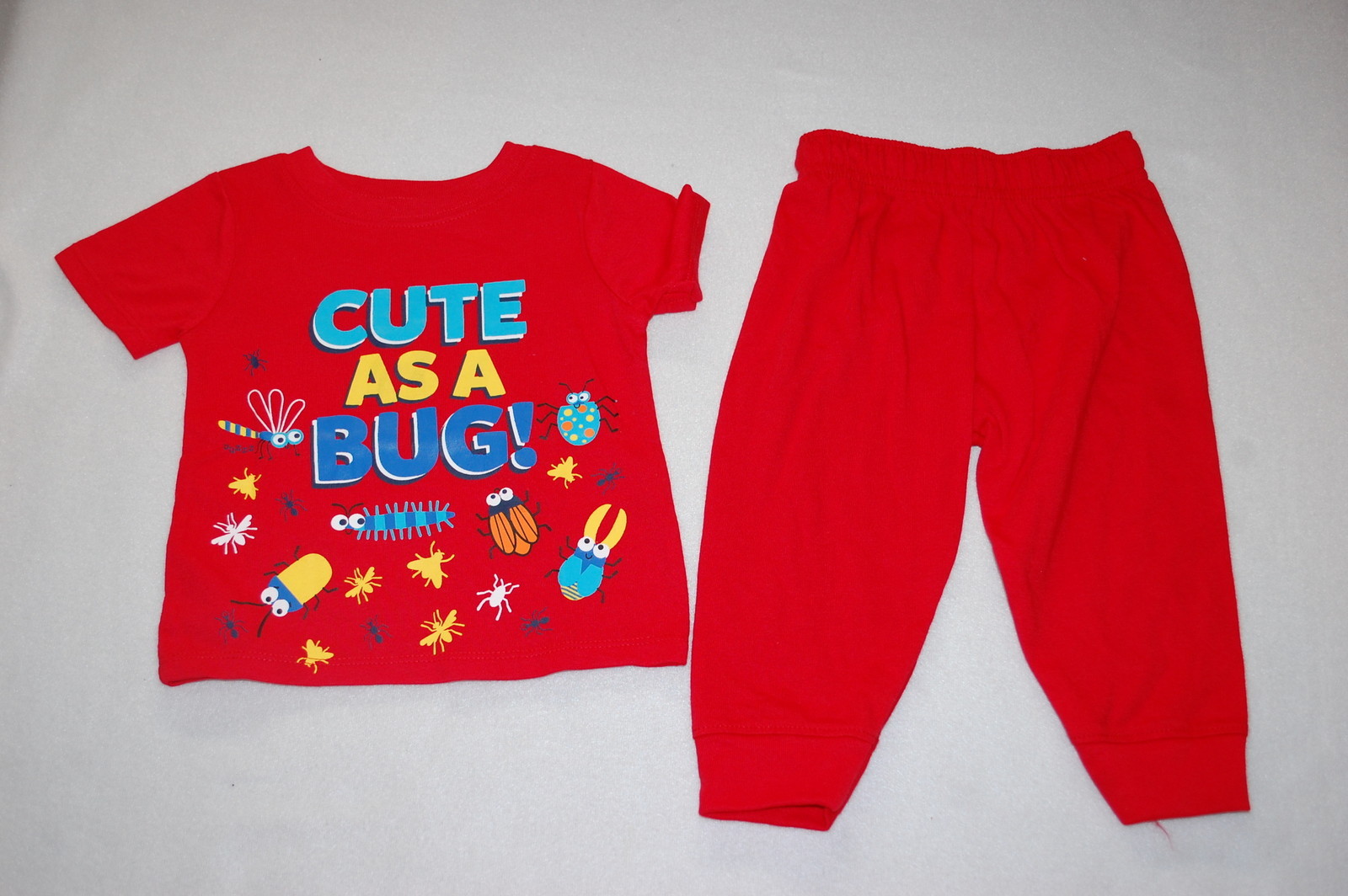 Baby Boys Outfit RED S/S TEE SHIRT Insects CUTE AS A BUG Knit Pants 12 MO