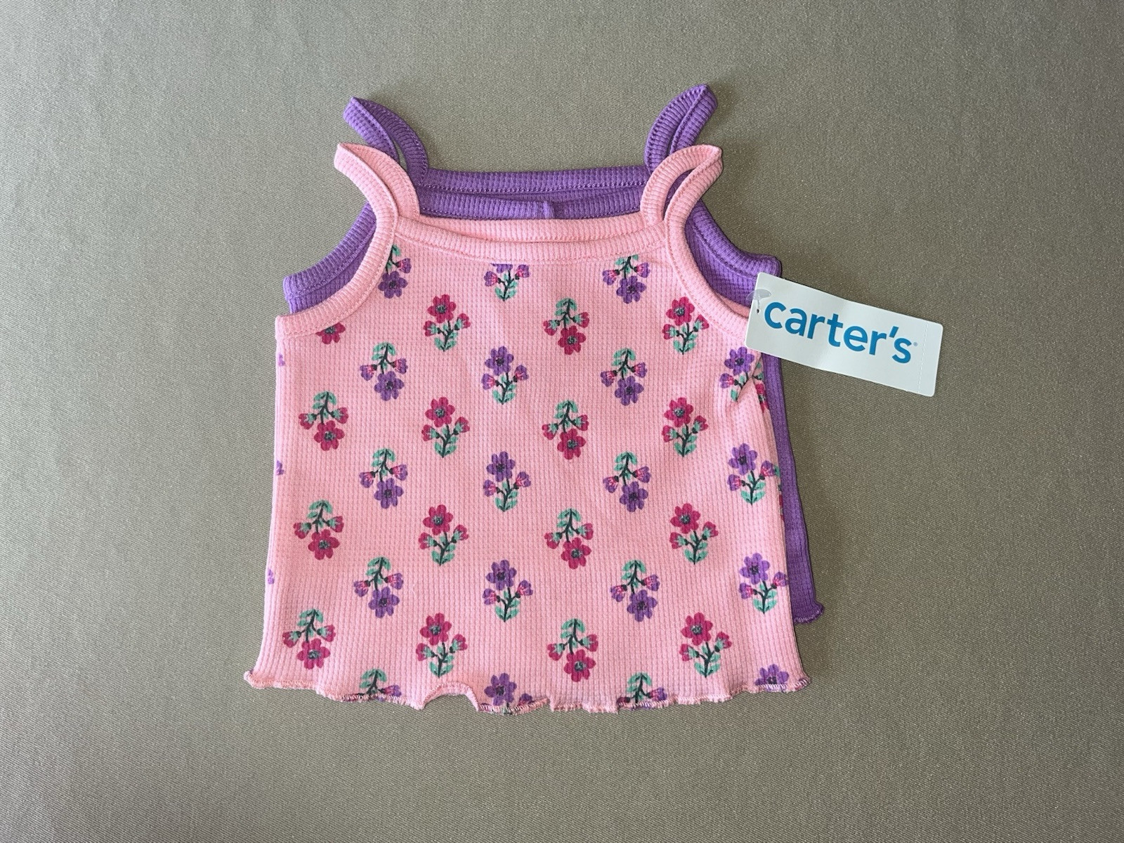 Set Of TWO Carter’s Baby Girls 3 Months Square Neck Tank Tops, New With Tags!
