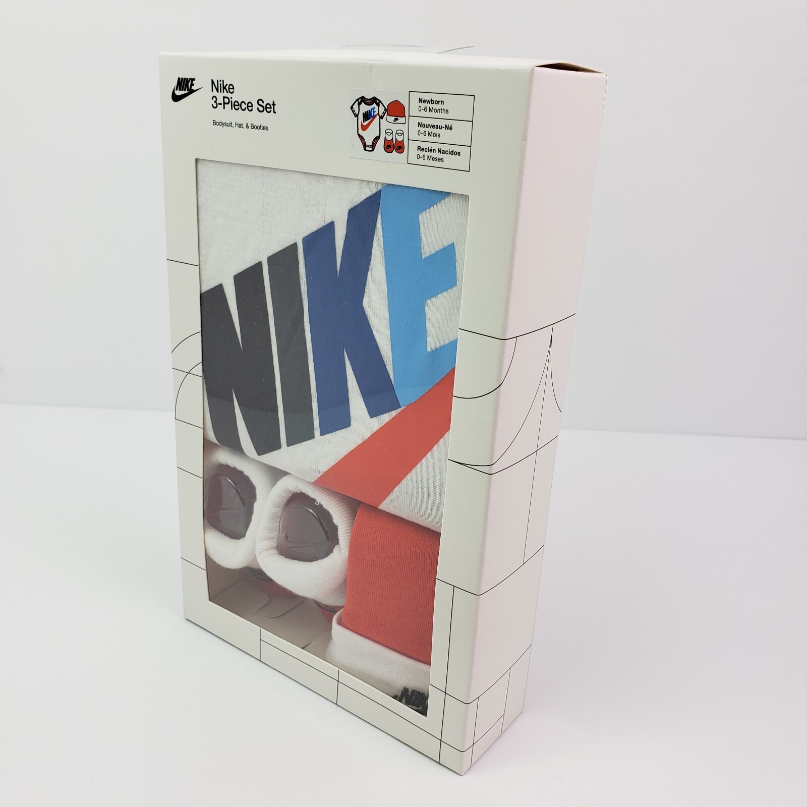 Nike Newborn Baby Size 0-6 M Red Booties Socks Bodysuit Beanie Hat 3 Piece Set