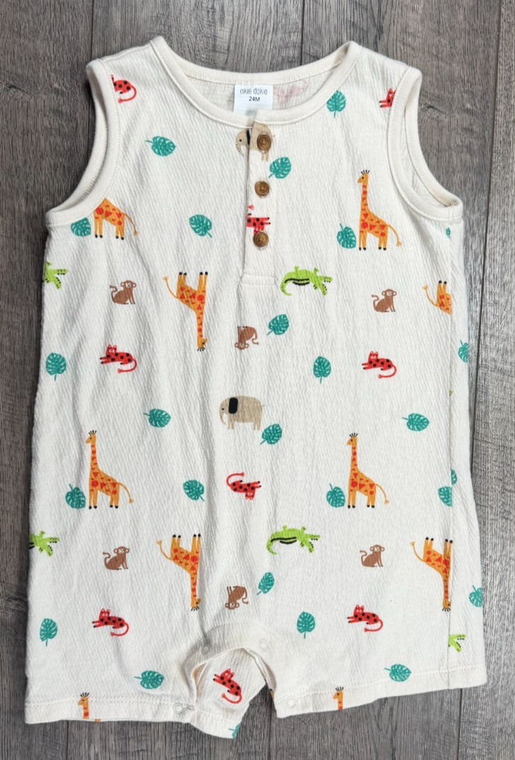 Baby Boy Clothes Okie Dokie 24 Month Jungle Animals Romper Outfit