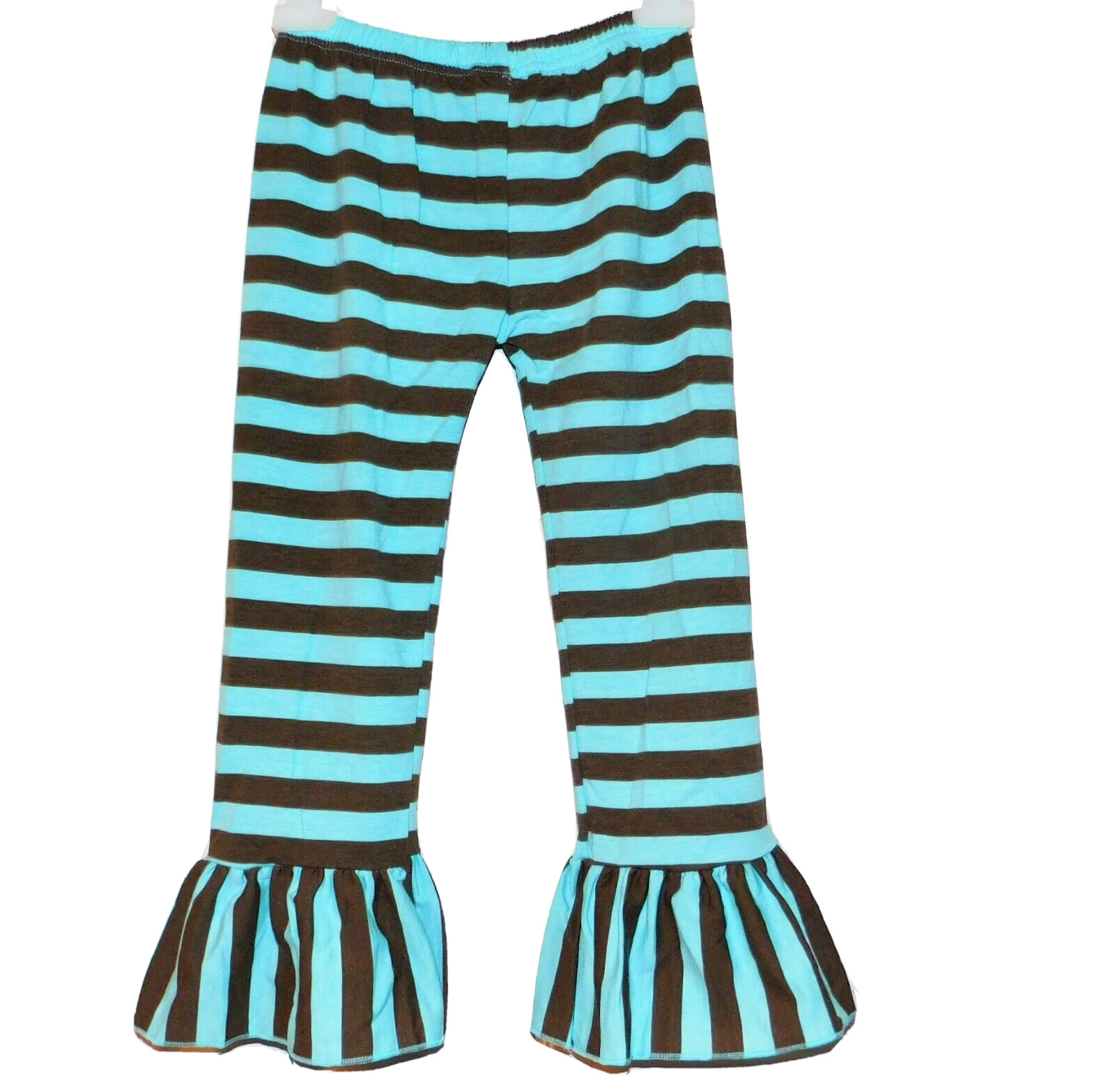 GIRLS 4-5 SKY BLUE & BROWN STRIPED FLORAL DRESS & LEGGING SET Giggle Moon Remake