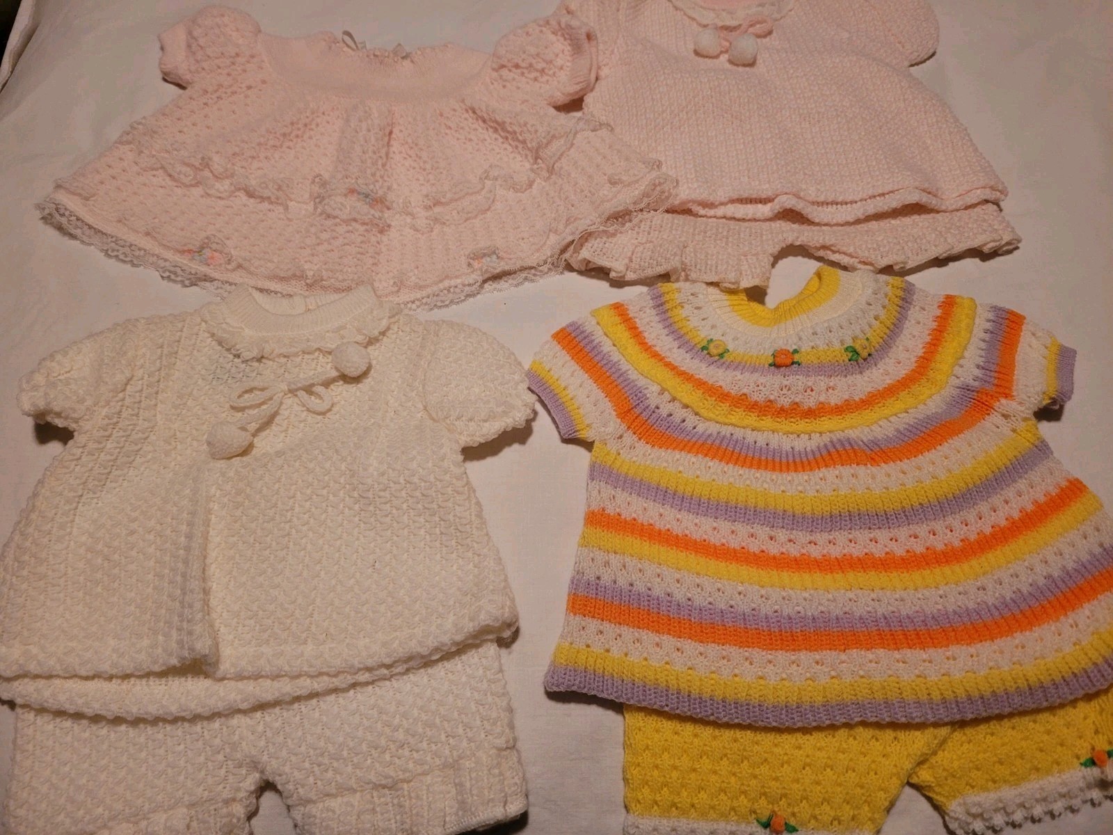 Bundle Of Baby Girl Acrylic Knit Outfits 6-18 Months