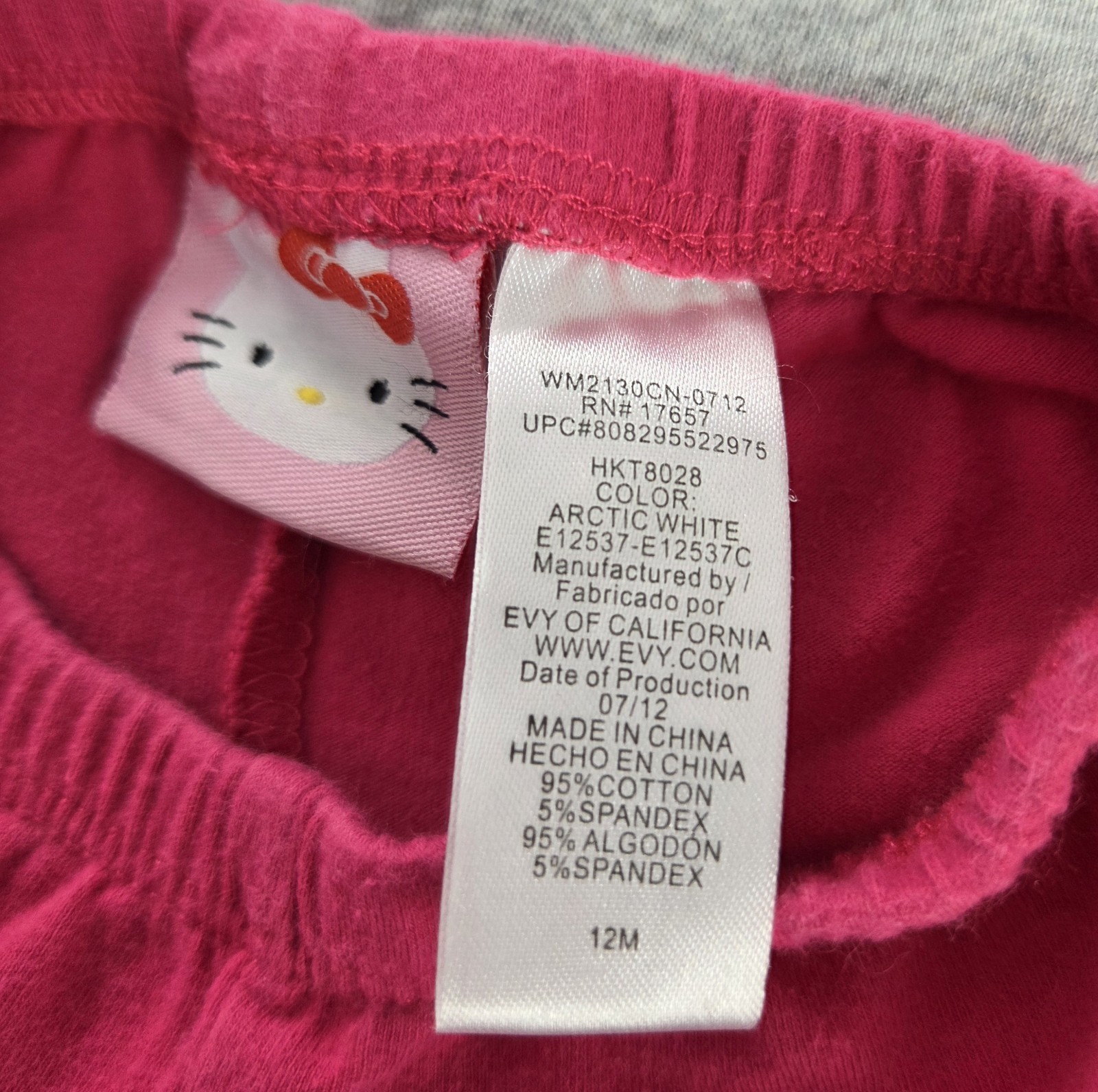 Hello Kitty Girls 2 Piece Dress Set Outfit Pink White 12M Dress Leggings