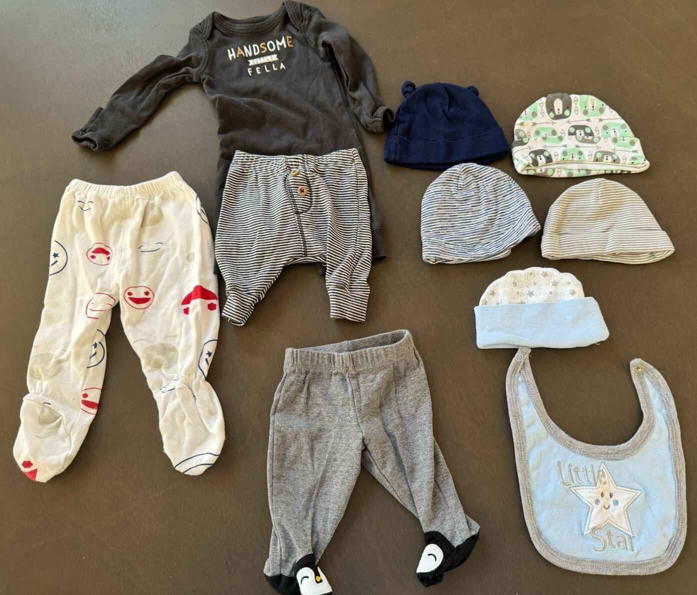 baby boy infant NB Clothes bundle Shirts tops PANTS BIBS 10 pcs