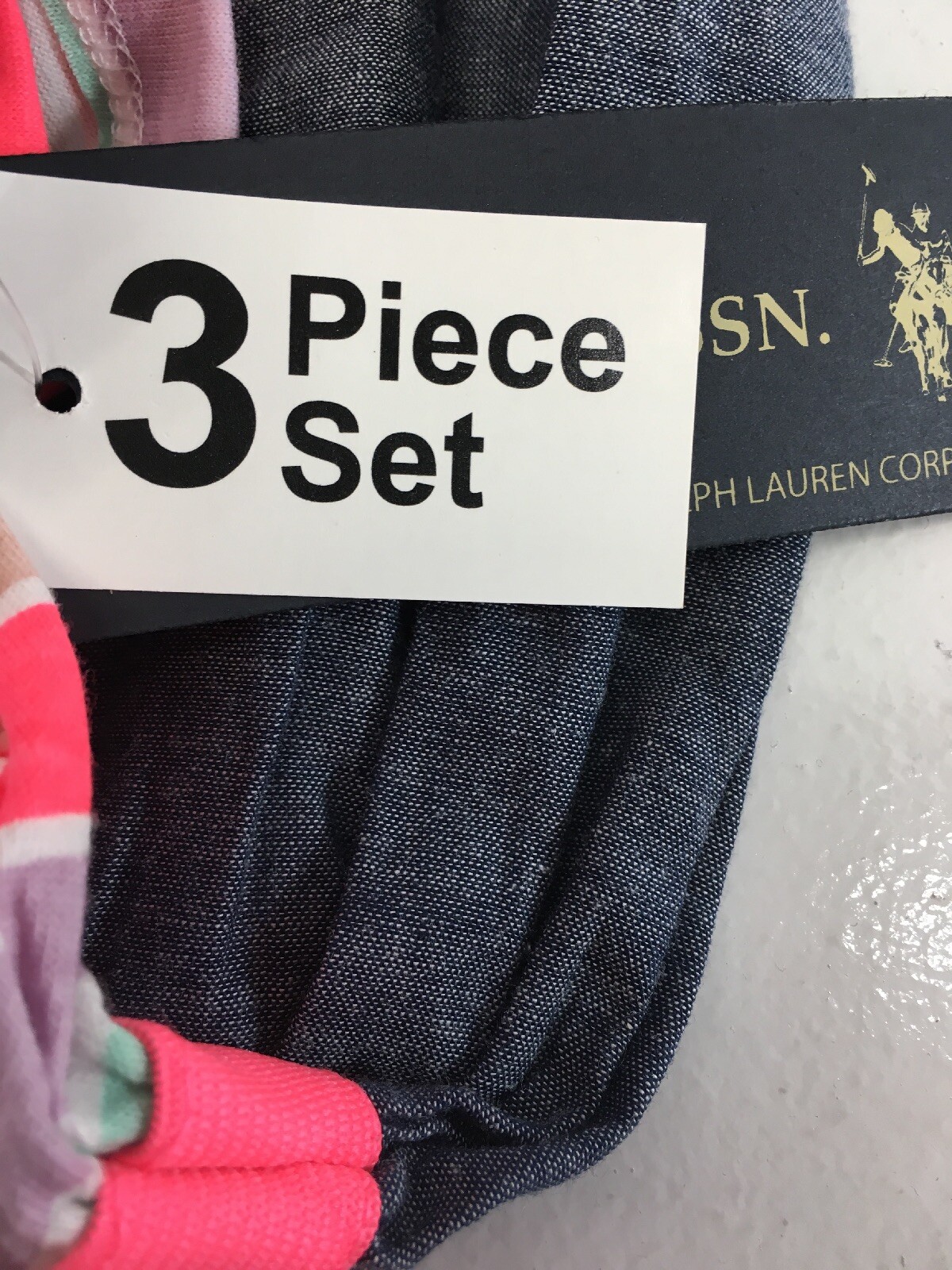 US Polo Assn Baby Girls 3 Piece Set Dress/Shirt/Pants Neon Coral Sz 24M NWT #