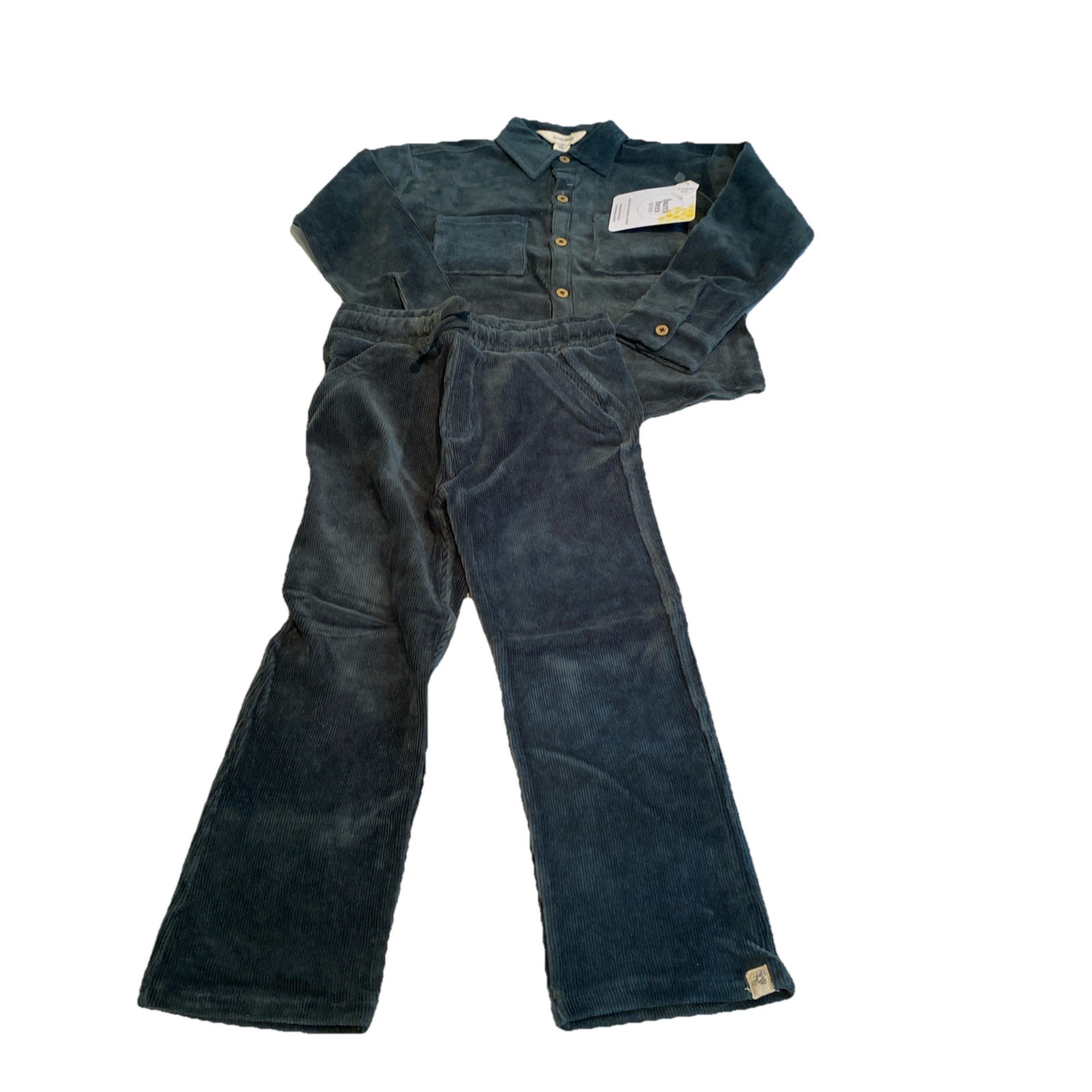 Burt’s Bees Boys Knit Corduroy Shirt And Pants Set Green Size 4T
