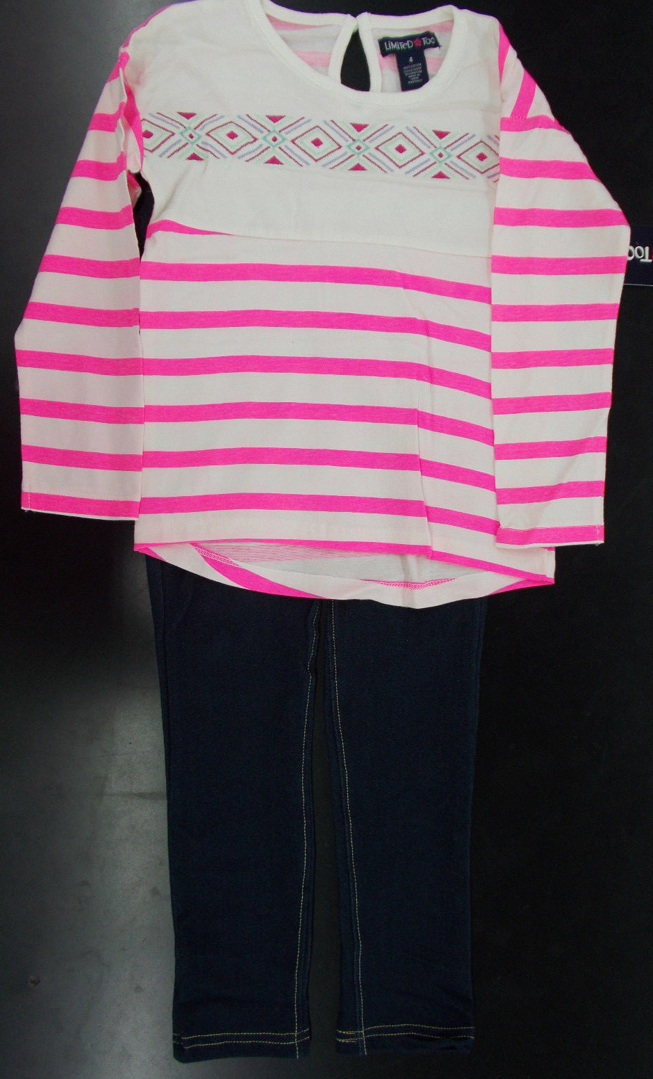 Infant & Girls Limited Too $42-$44 2pc Neon Pink & White Striped Set Sz 12m – 6X