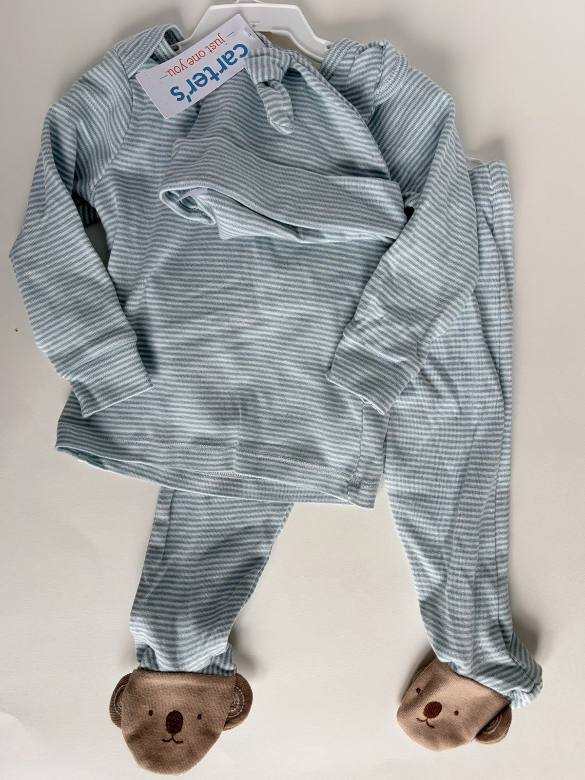 Carter’s Just One You 3Pc Outfit Baby Boys 6M Blue Stripe Shirt Pants Hat Set