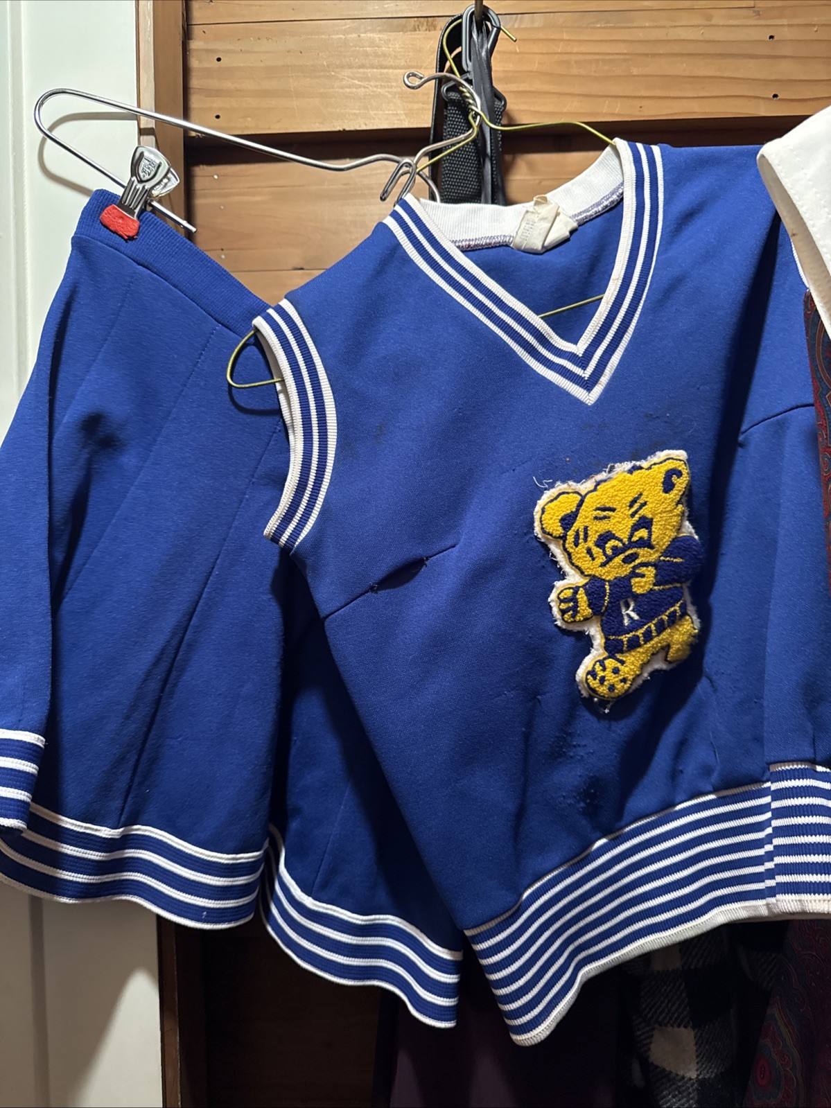Retro Two Piece Cheerleader Outfit. Teddy Logo.