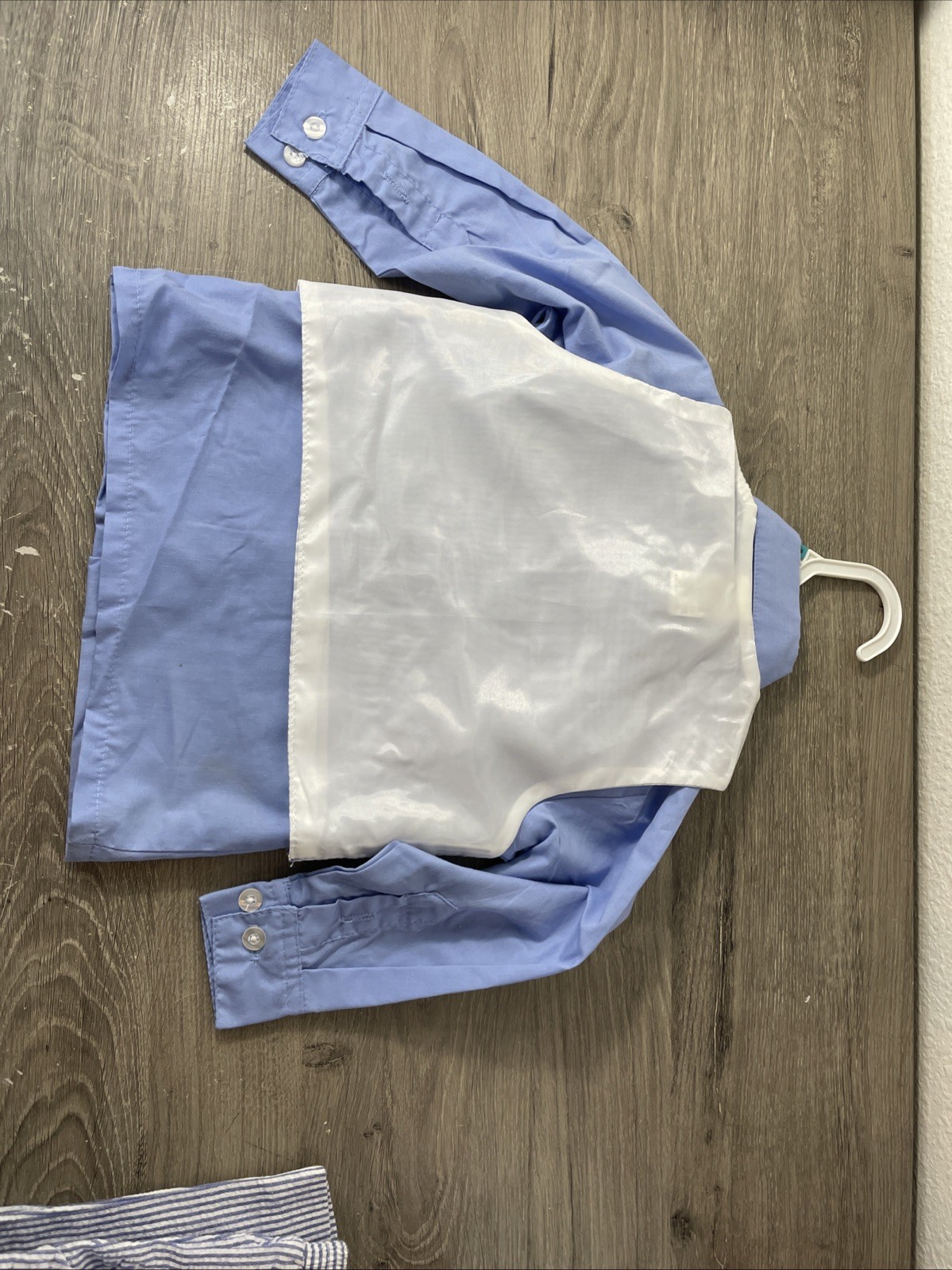 Baby Boys 18M Formal Dress Suit Set Blue White Seersucker Vest Pants Tie 18 Mo