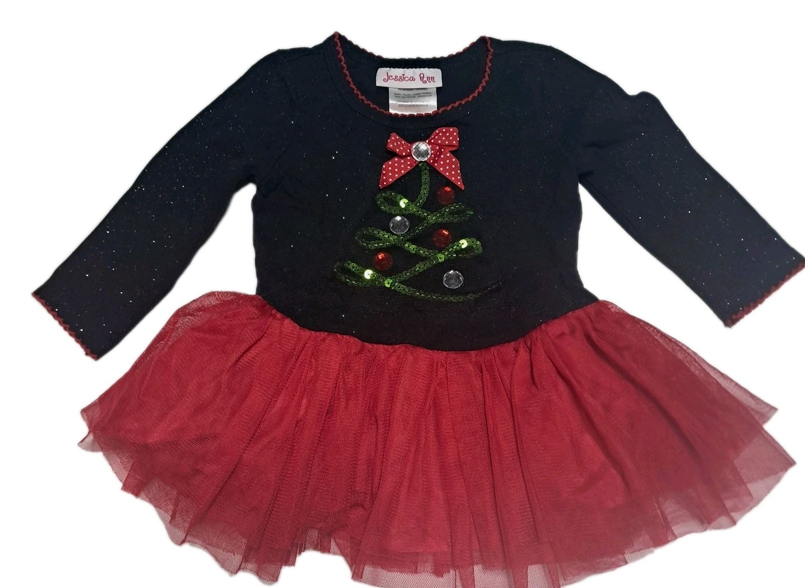 Jessica Ann 2pc Christmas Holiday Tree Dress w/ Pokadot Red pants set.