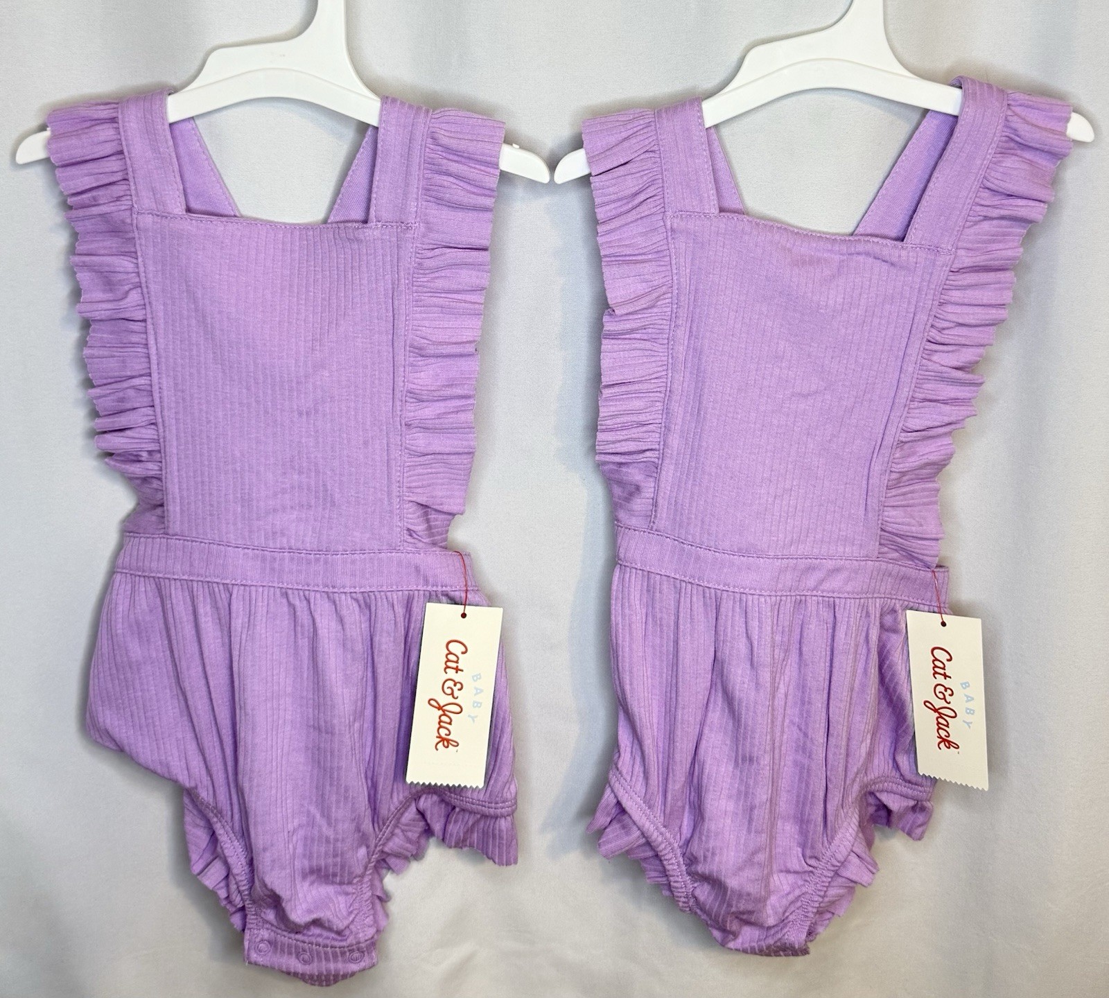 Cat & Jack Baby Girl Romper 18M Purple Ribbed Ruffle Sleeveless NWT One Piece