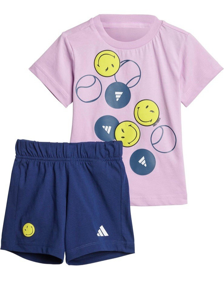 NWT Adidas x Smiley World Infant Summerset Lilac Purple Navy 2pc Set – Size 9M