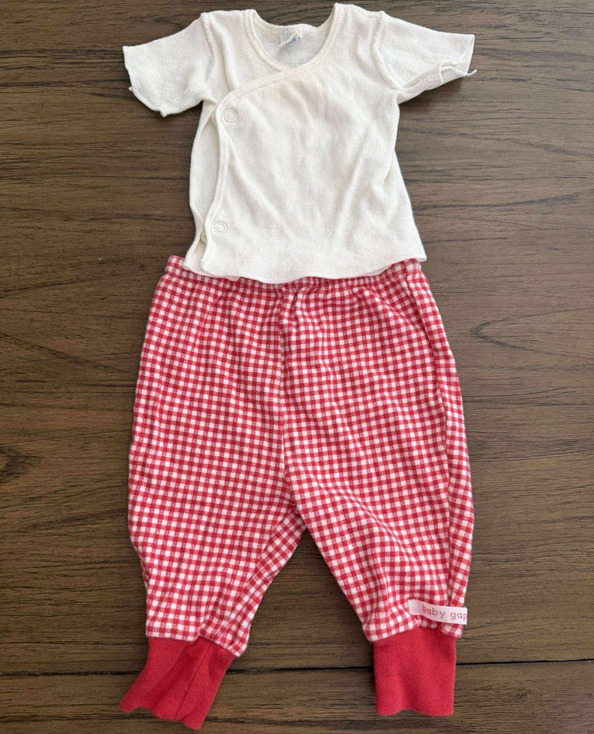 Vintage Baby GAP Carter’s Newborn 2 Pc Outfit Red Gingham 100% Cotton