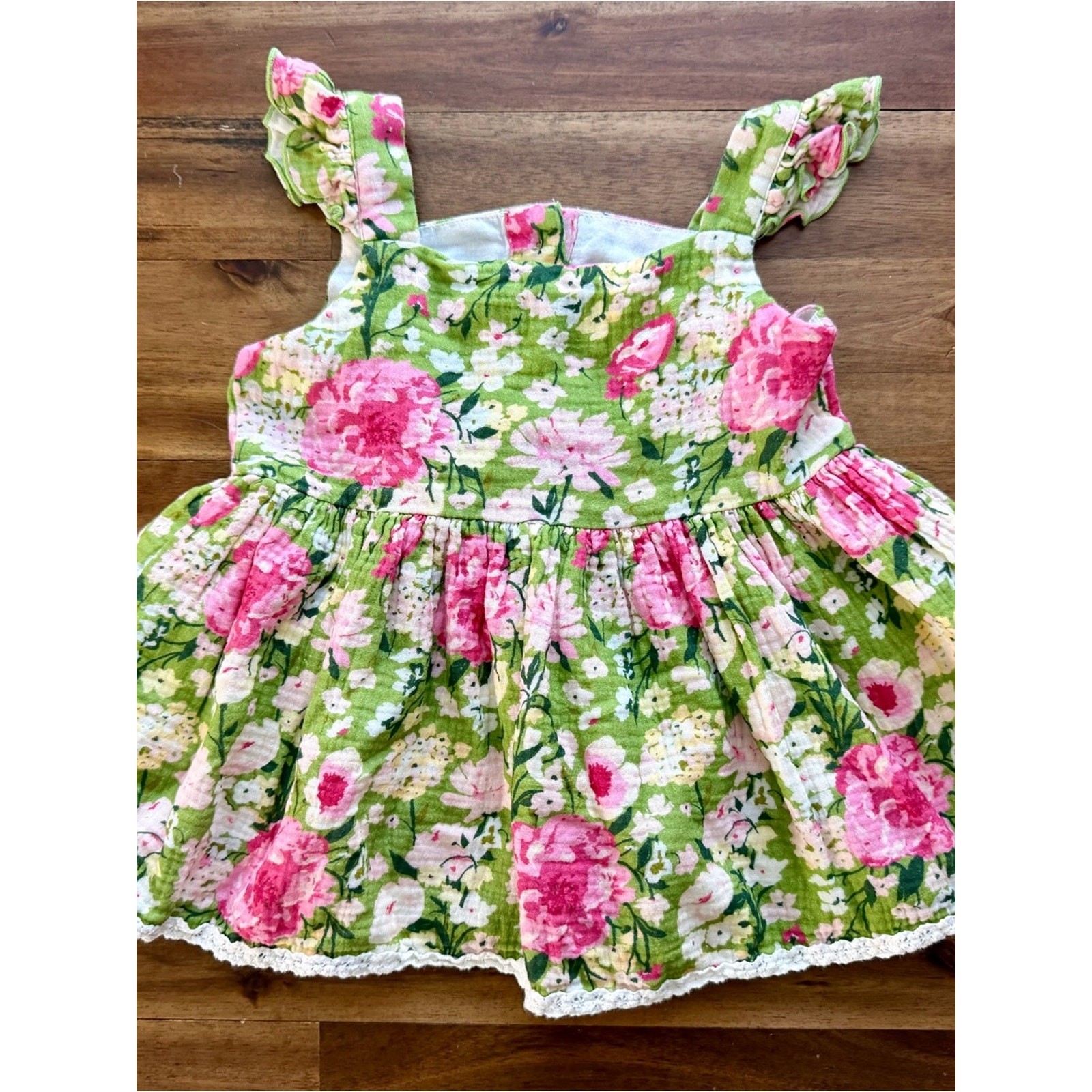 SweetHoney Girls Green Thumb Floral Beach Set 4T Ruffle Tank Bloomers Lace