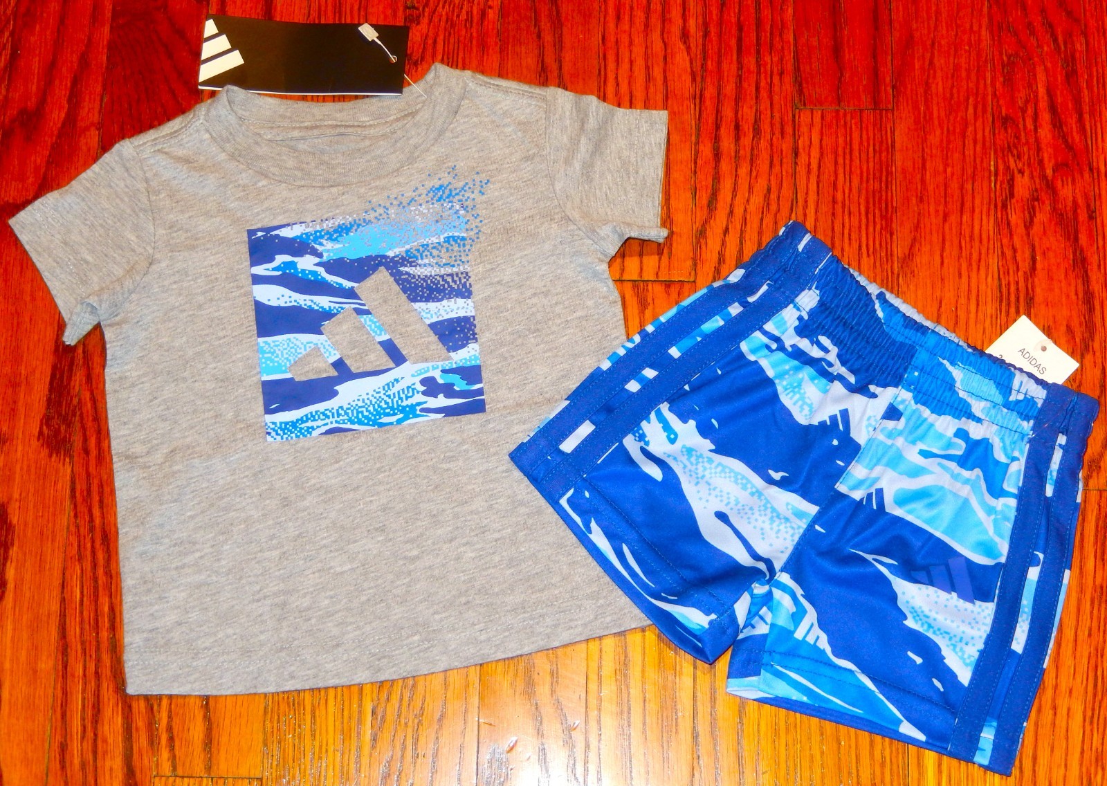 ADIDAS SPORT AUTHENTIC BABY BOYS ORIGINAL BRAND NEW 2Pc SHORTS SET Size 3M, NWT
