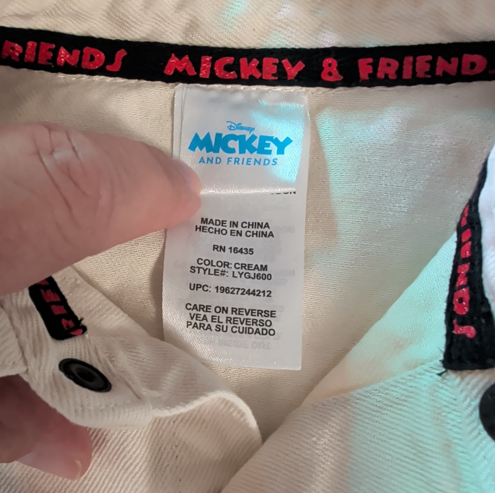 Disney Mickey & Friends Best Pals Beige Denim Jacket/Shirt Children’s 2T EUC!