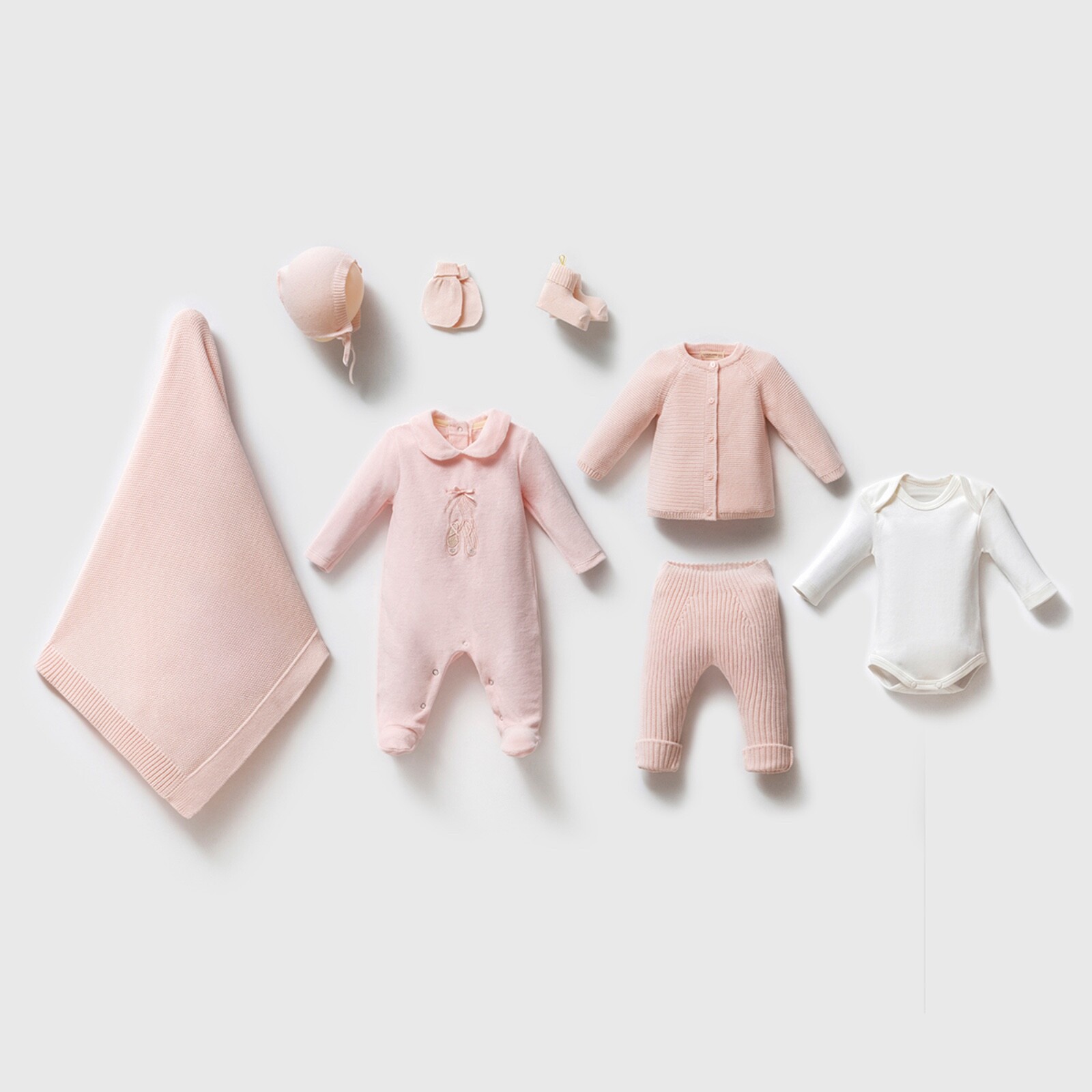 Baby Girl Coming Home Outfit Set Pink Organic Cotton Knitted Newborn Clothes 0-3
