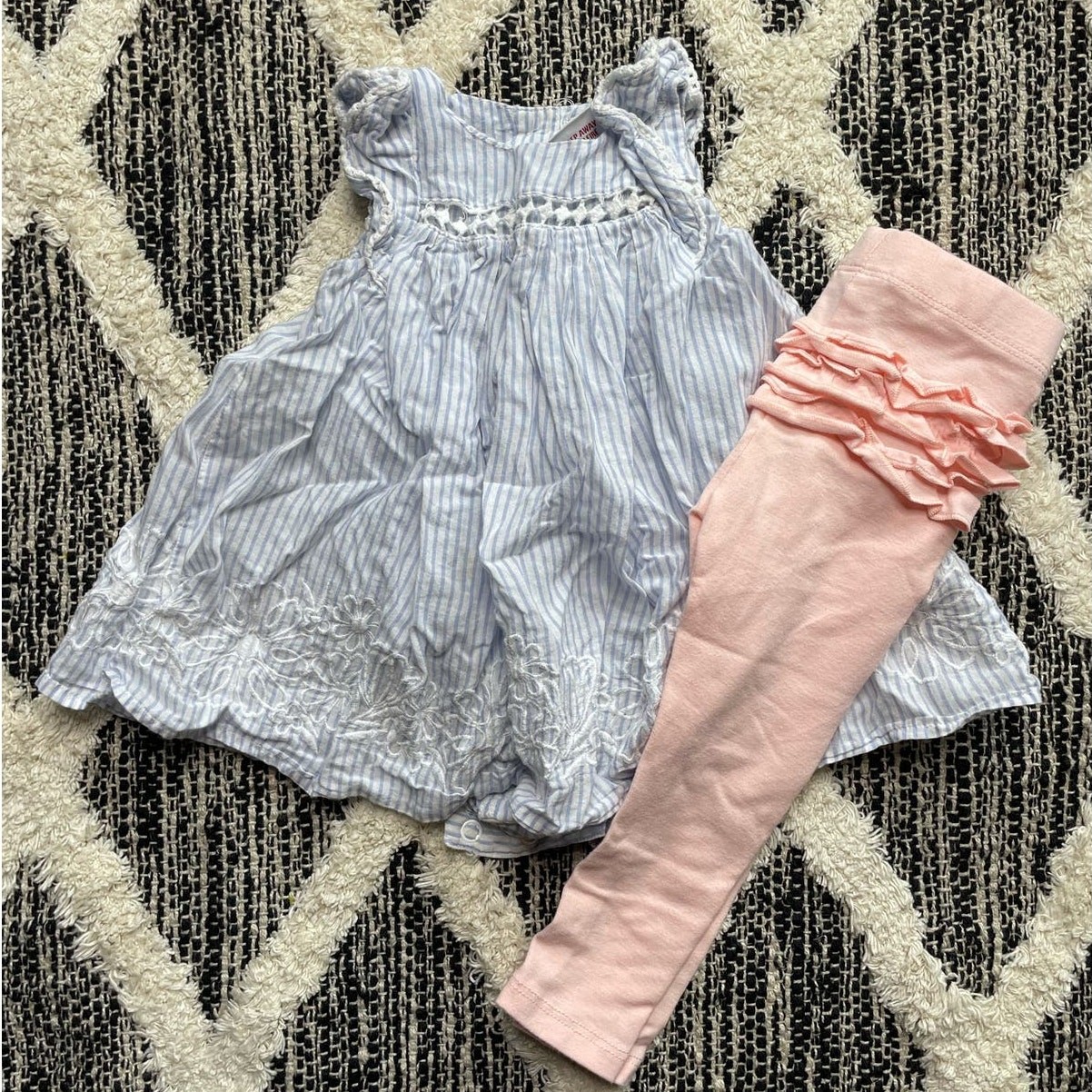 Tahari Baby Blue and Pink Outfit Spring Summer Clothes baby size 6-9mo