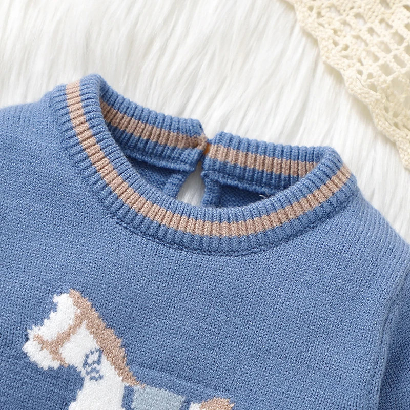 Blue Knit Baby Romper Long Sleeve Jumpsuit – Newborn Unisex Outfit 👶