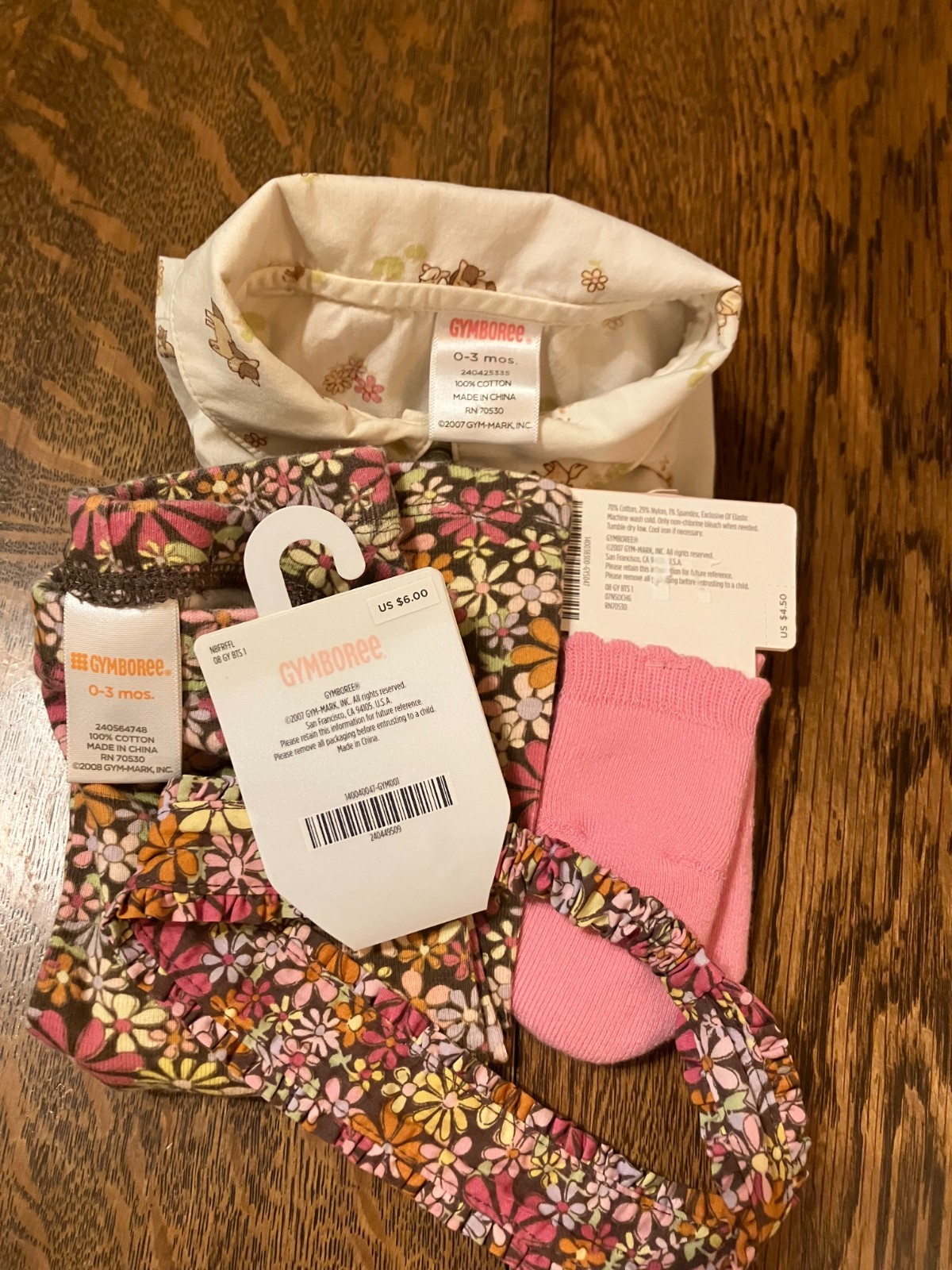 Vtg Gymboree Pony Ranch pearl snap cowgirl shirt leggings sock headband 0-3