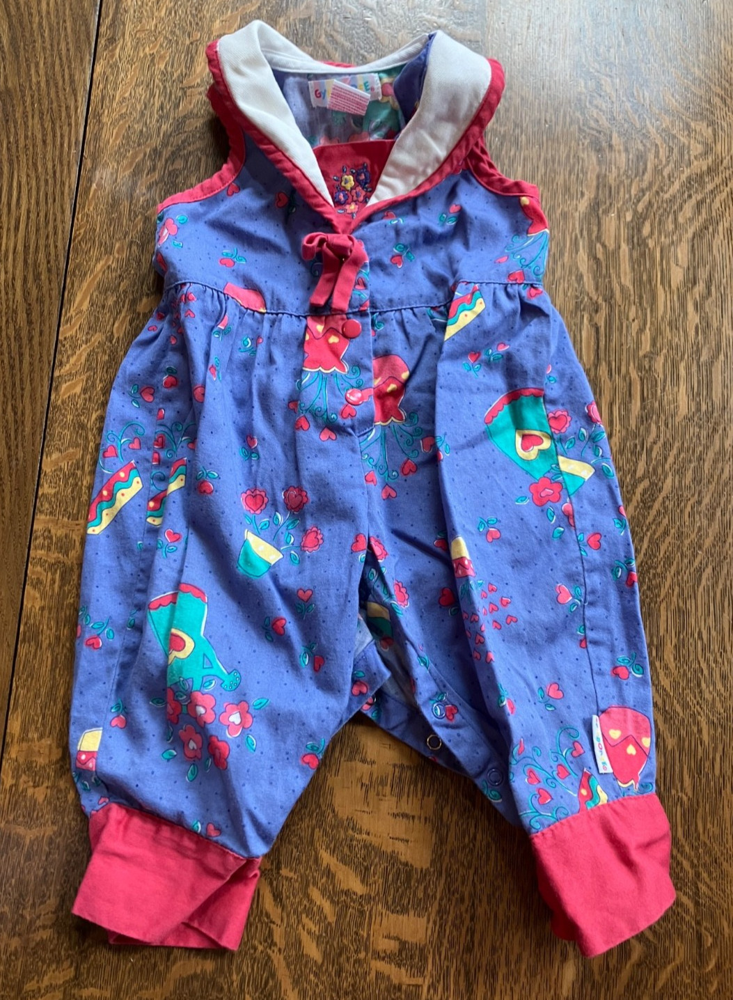 Vtg Gymboree 1996 Valentine Garden overalls romper 6-12