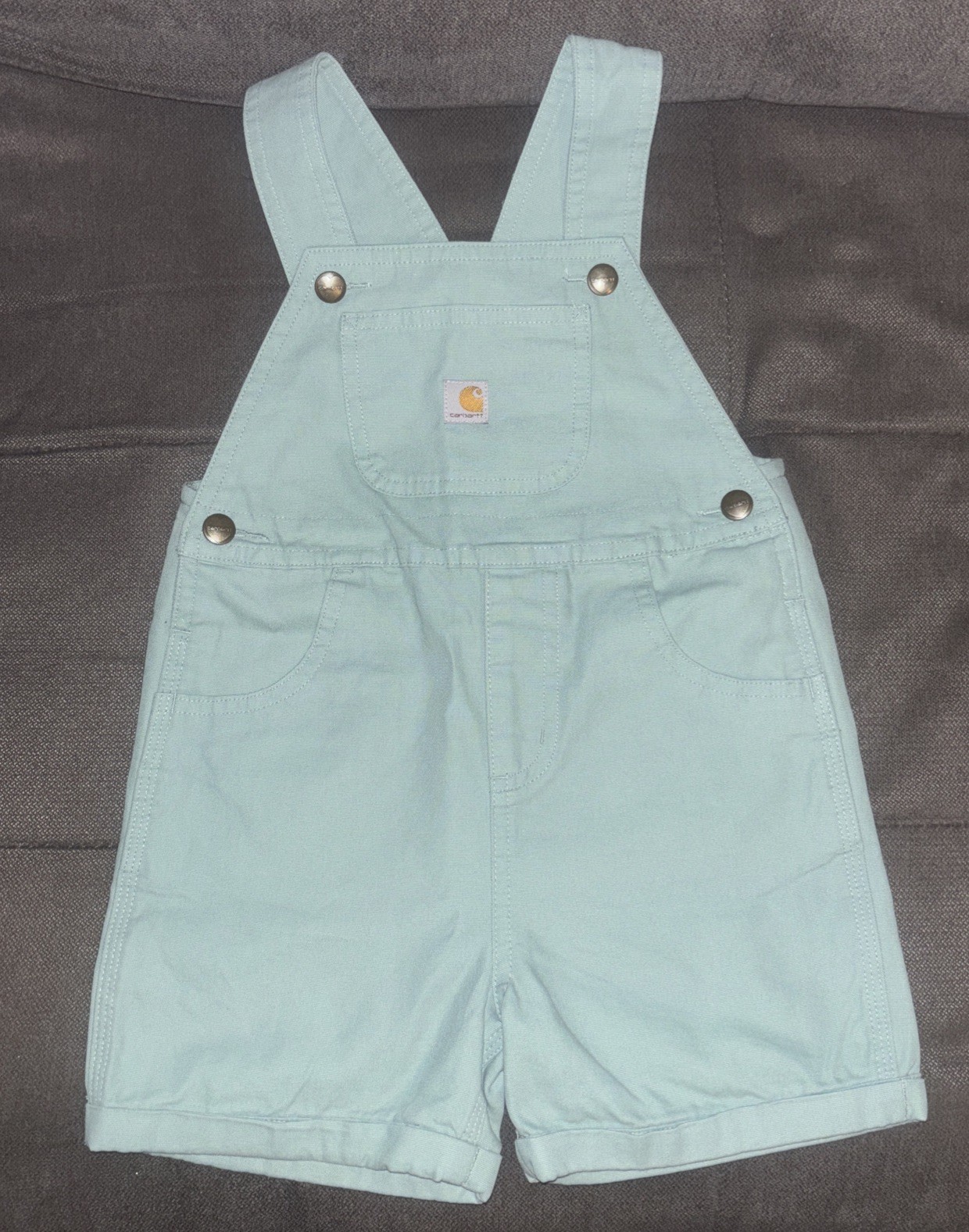 Carhartt🐝Girl’s Short-Sleeve Bee T-Shirt Canvas Shortalls Set Jade Green Sz 4T