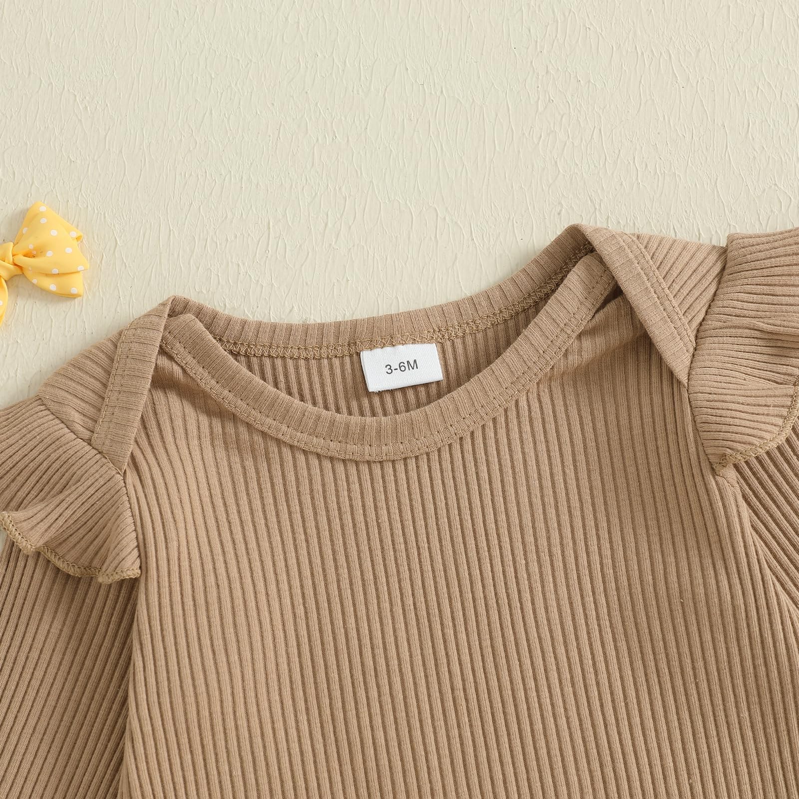 Lucikamy Newborn Baby Girl Fall Outfits Ribbed Long 3-6 Months, Brown F