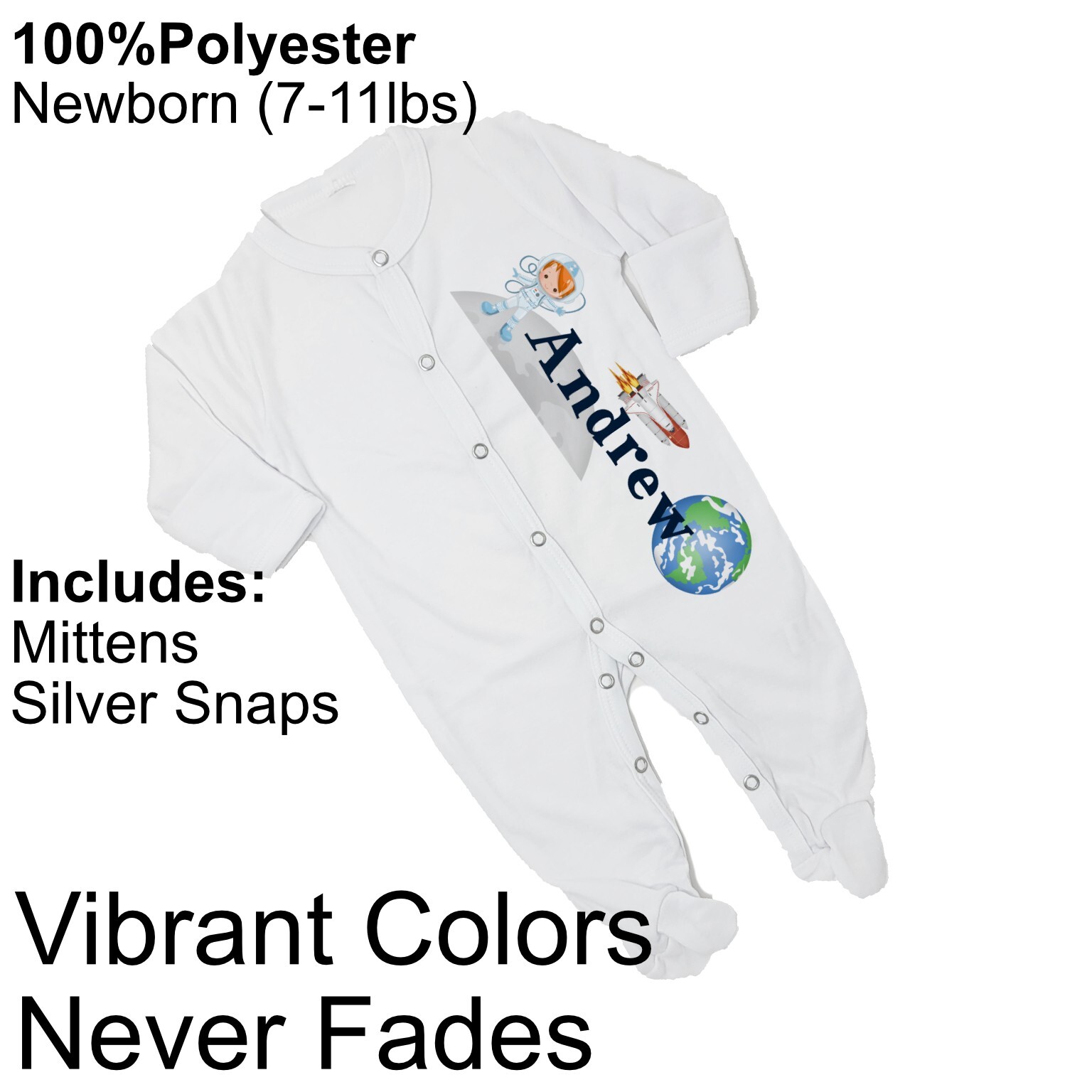 Baby Boy Personalized Astronaut Outer space Footed Sleeper Coming Home Outfit