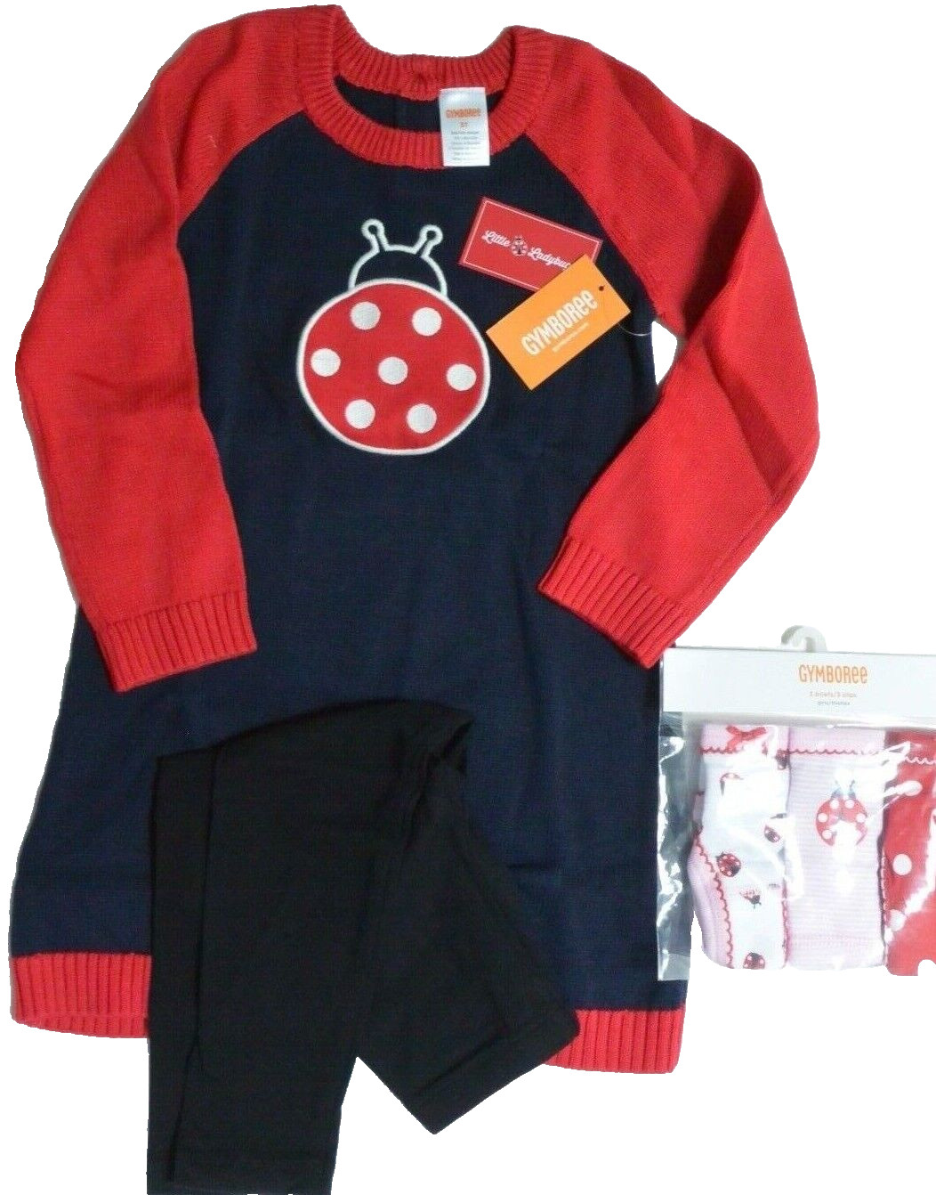 Gymboree TCP 3 3T Sweater Dress Leggings Undies 3 PC LITTLE LADY BUG NWT