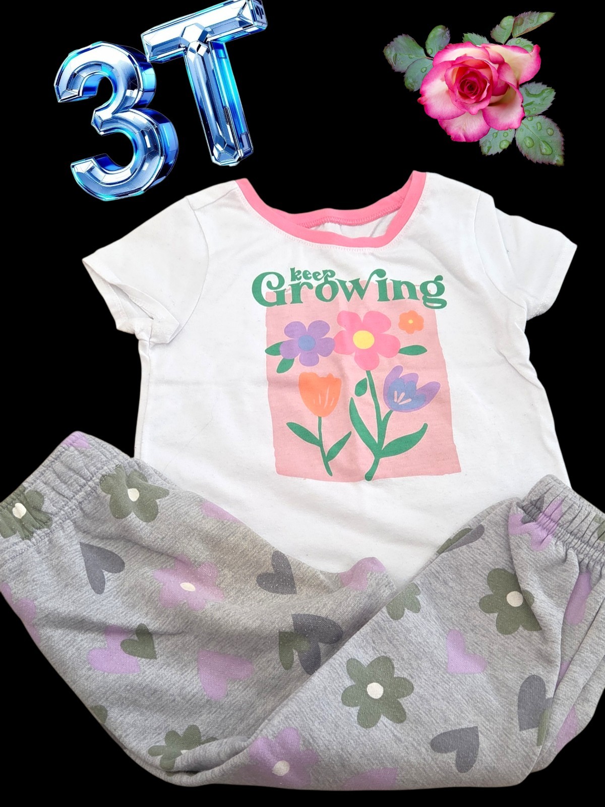 *0921 Keep Growing matched outfit set Girls 3T