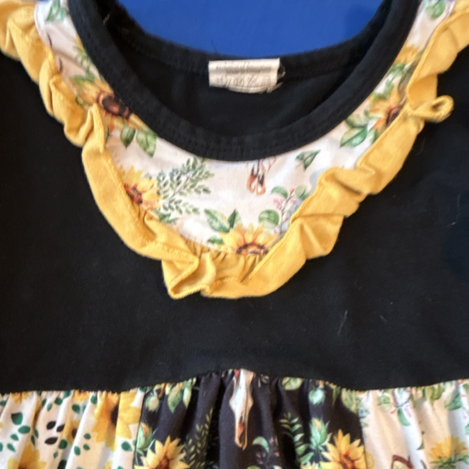 Girls 2T 2-Piece Sunflower Floral Striped Ruffle Top & Pants Set