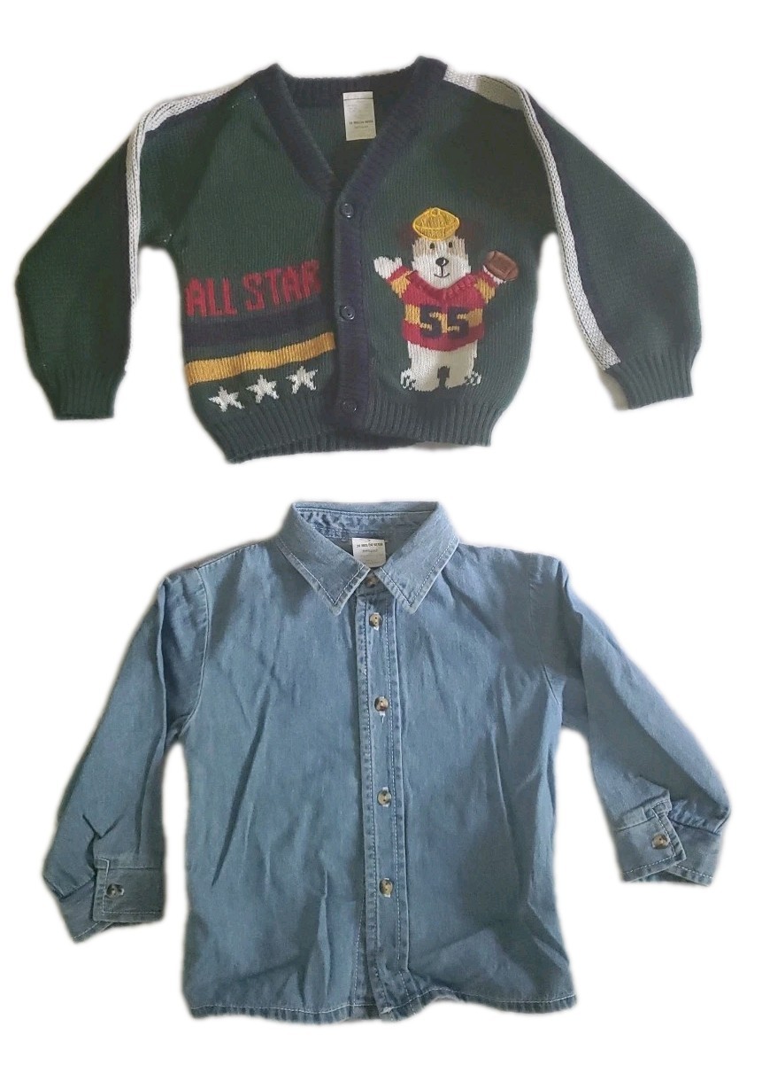 Toddler Sweater And Button Blue Jean Shirt Boys 24 Months For Winter Warmth